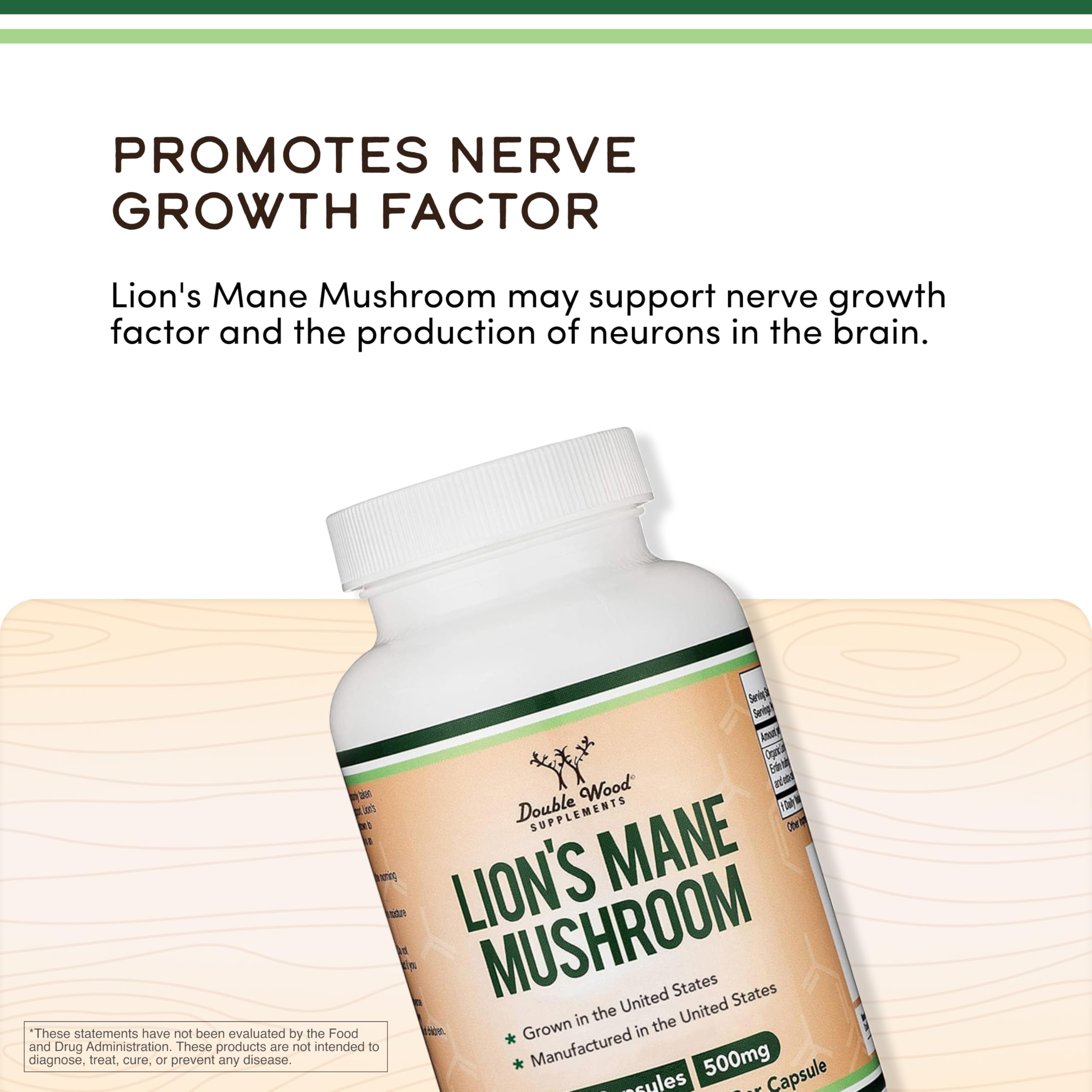 Organic Lions Mane Mushroom Capsules (120 Count), for Focus Support and Immune Health, Third Party Tested and Grown in The USA - by Double Wood Double Wood Supplements buy supplements canada