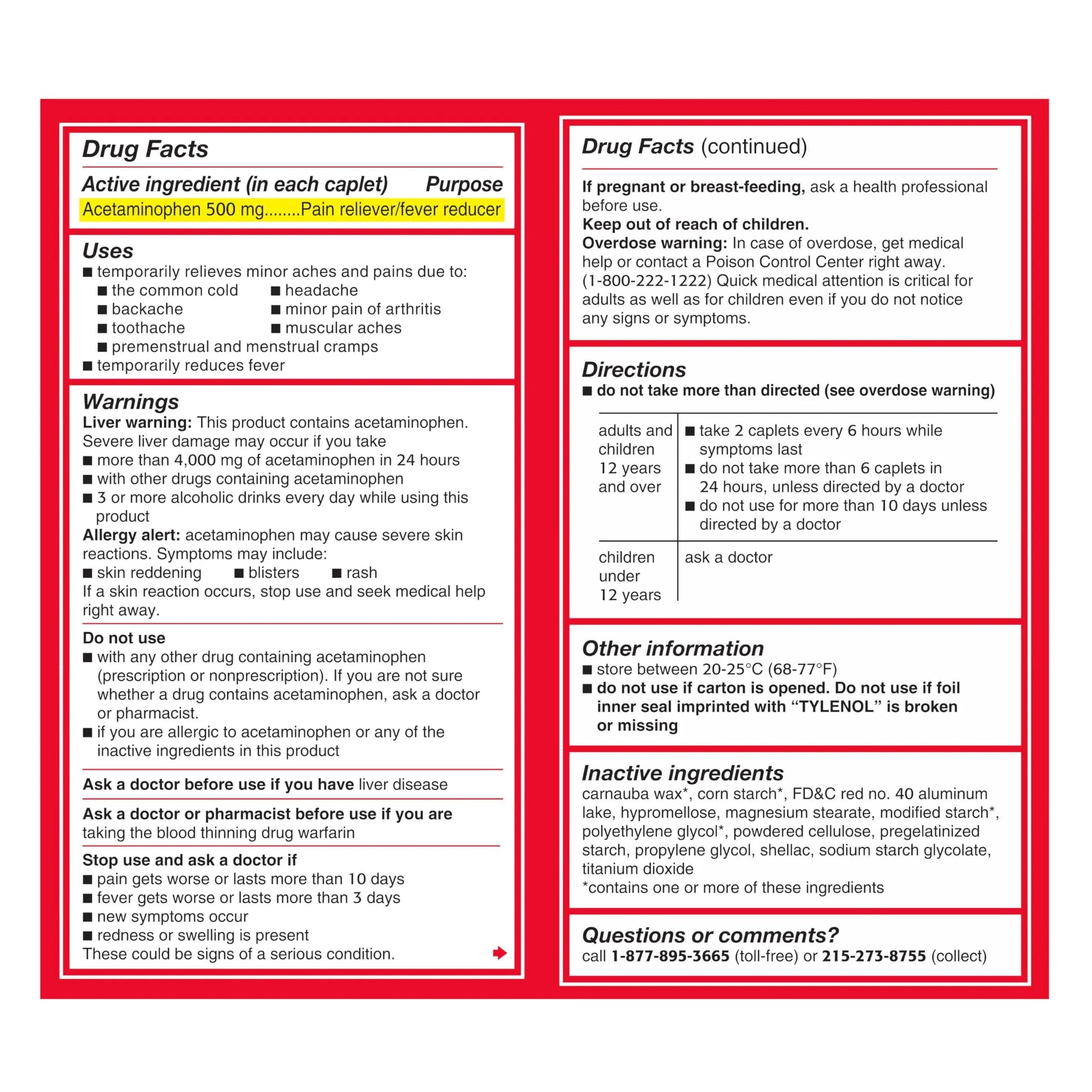 Tylenol Extra Strength Acetaminophen Caplets, 500 mg, Pain Relief & Fever Reducer for Headache, Backache, Toothache, Menstrual Cramps & Pain, Travel-Friendly Packaging, 2-Caplet Pouches, 50 Count Tylenol buy supplements canada