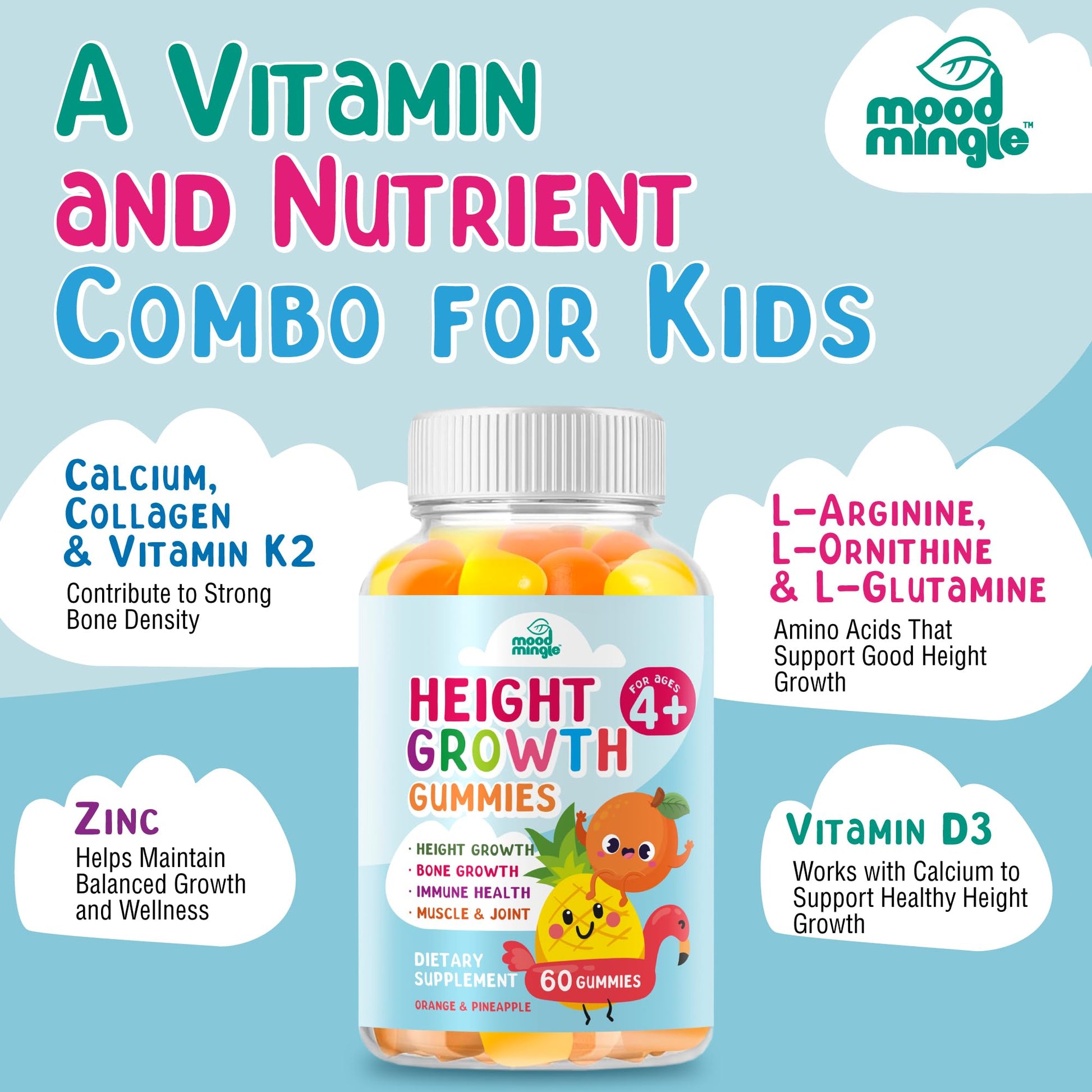 Height Growth Gummies Supplement - Kids Teens Height Increaser Maximizer Grow Taller Vitamins Mood Mingle buy supplements canada