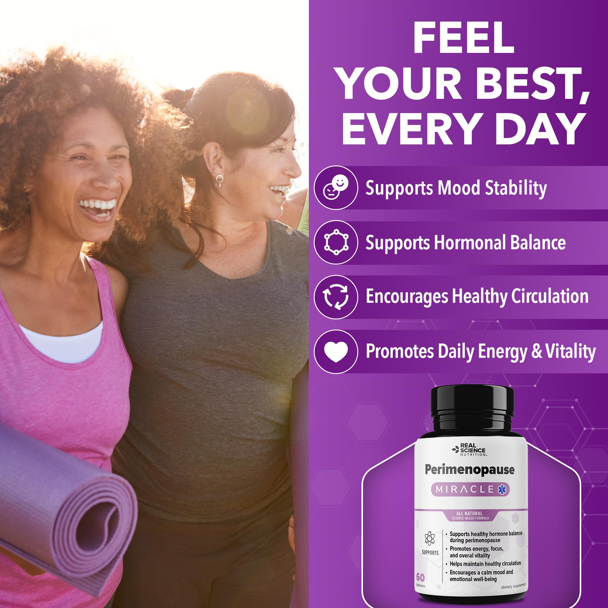 Real Science Perimenopause Supplements for Women for Hormone Balance & Energy Support – Nitric Oxide Formula with Vinitrox, GABA & Essential Vitamins for Hot Flashes, Mood & Energy – 60 Caps Real Science Nutrition buy supplements canada