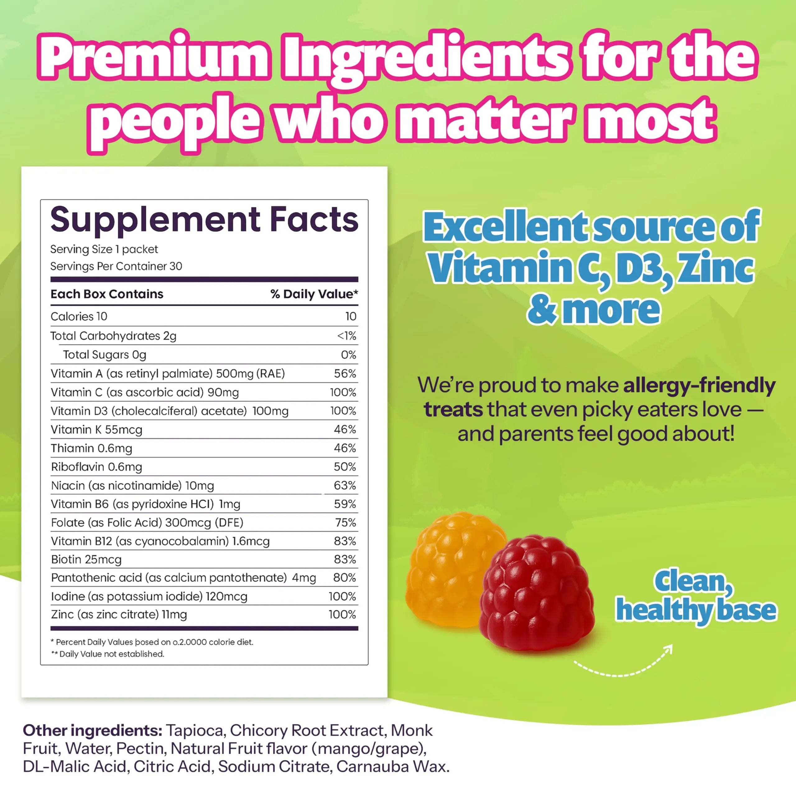 Kids Daily Multivitamin - Healthy Snacks For Kids – No Sugar, No Dyes, Monk Fruit Sweetened, Vegan, Gluten-Free- 100% Daily Value of Vitamins C, D3, Zinc Jelly.Boo buy supplements canada