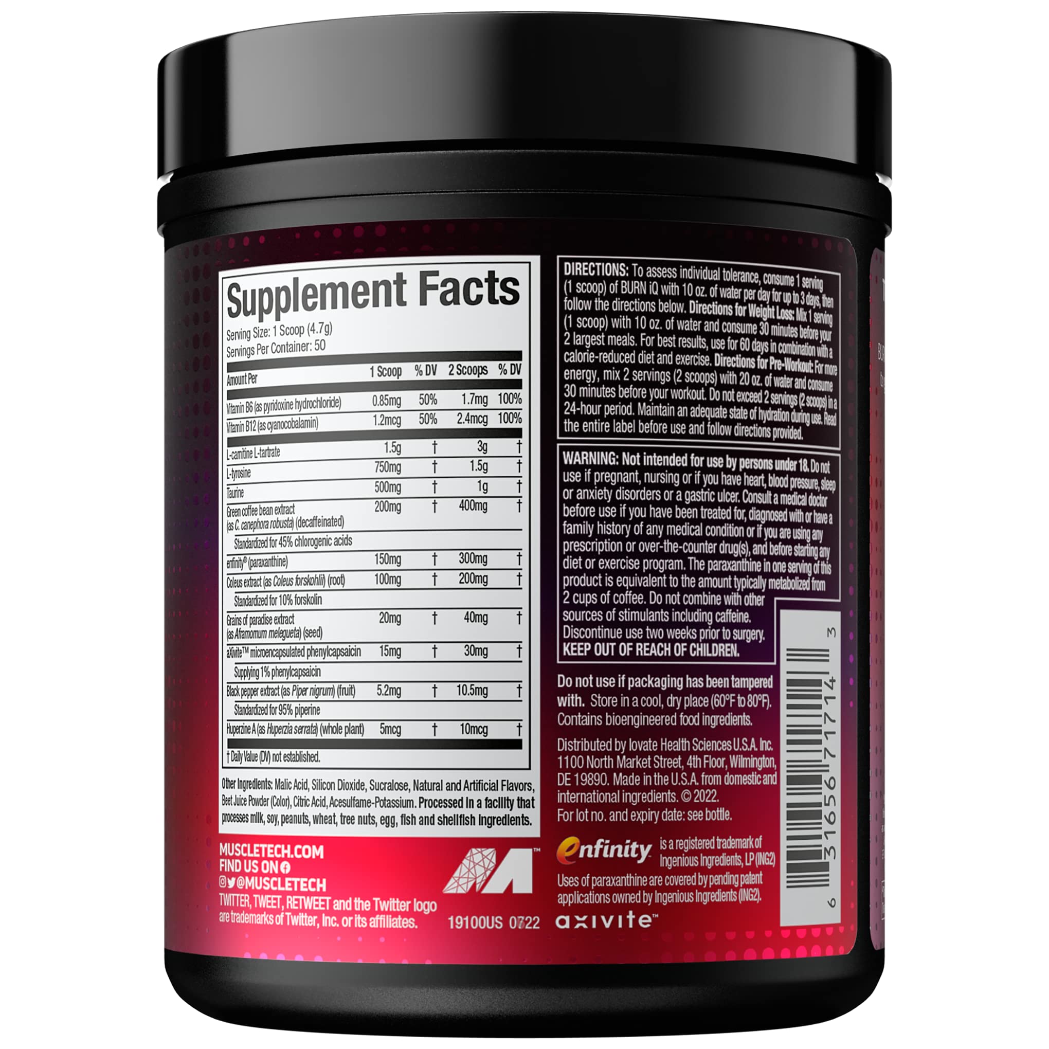 MuscleTech Burn IQ Smart Thermo Supplement Fueled with Paraxanthine Enhanced Energy MuscleTech buy supplements canada