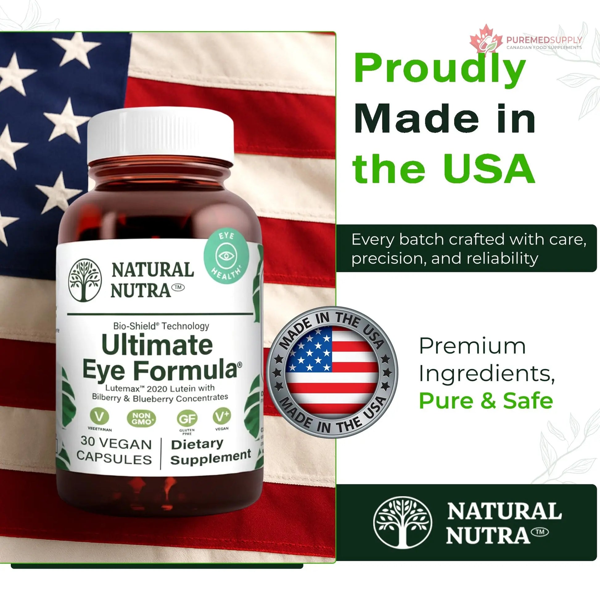 Natural Nutra Ultimate Eye Health Supplement - Bilberry & Blueberry Extract Blend for Day and Night Vision Support, Promotes Color Perception & Eye Clarity - Non-GMO, Vegan - 30 Capsules (Pack of 3) Natural Nutra buy supplements canada
