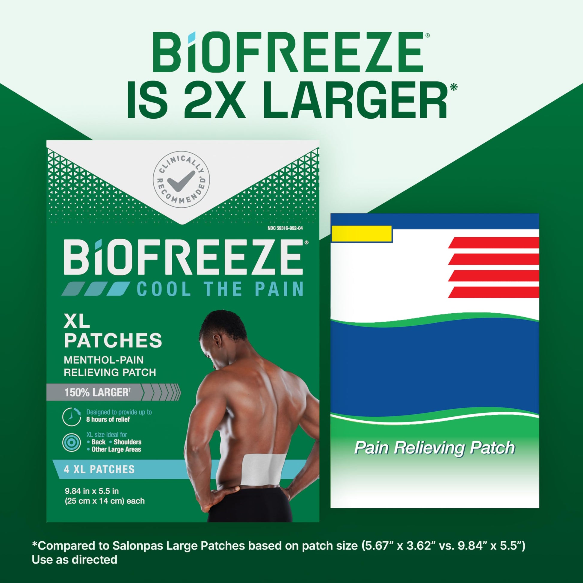 Biofreeze XL Pain Relief Patches, Menthol Pain Patches for Lower Back, Neck, Knee, & Shoulder, Comfortable & Flexible Fabric Stays in Place, 4 ct Biofreeze buy supplements canada