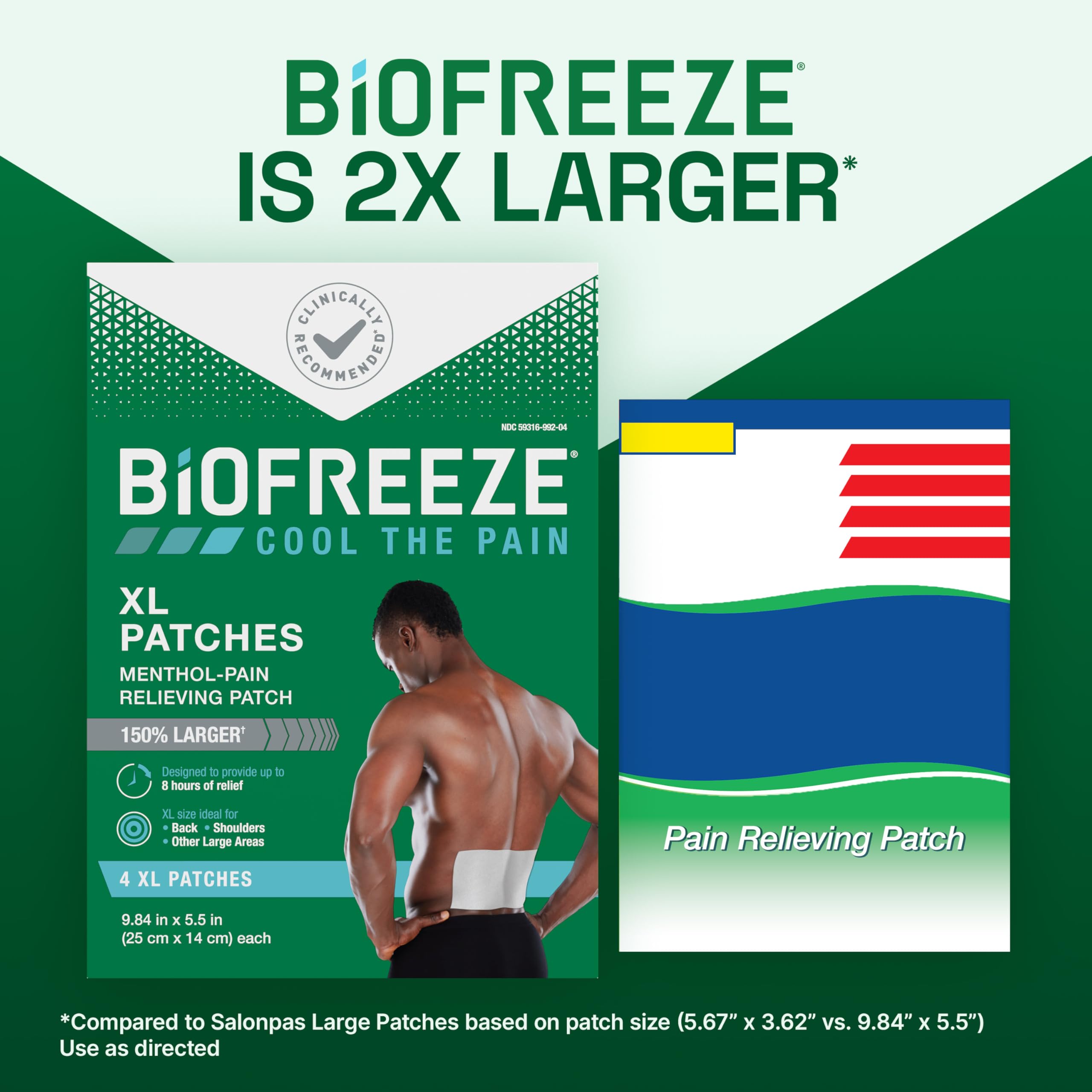 Biofreeze XL Pain Relief Patches, Menthol Pain Patches for Lower Back, Neck, Knee, & Shoulder, Comfortable & Flexible Fabric Stays in Place, 4 ct Biofreeze buy supplements canada