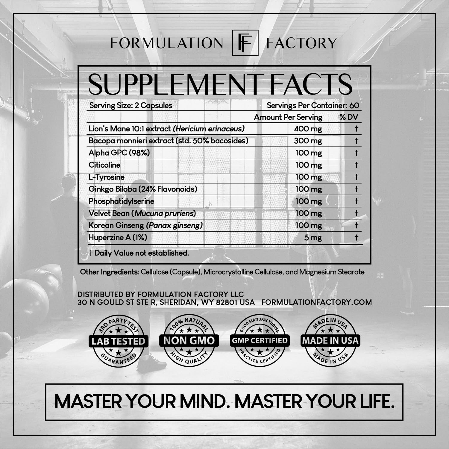 Formulation Factory BOSS Mode 10-in-1 Nootropic Complex with Lion's Mane, Alpha-GPC, Bacopa Monnieri, Ginkgo Biloba, Rhodiola, Formulation Factory buy supplements canada