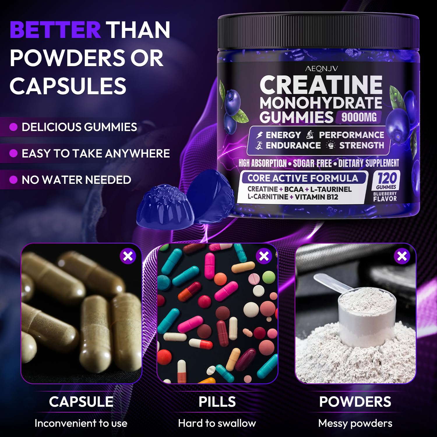 AEQNJV Creatine Gummies Monohydrate Complex for Men & Women, 9000MG Creatine Pre-Workout Supplement Enhance Muscle Strength Recovery Cognitive Health & Memory, 120 Gummies Sugar Free Vegan Non-GMO AEQNJV buy supplements canada