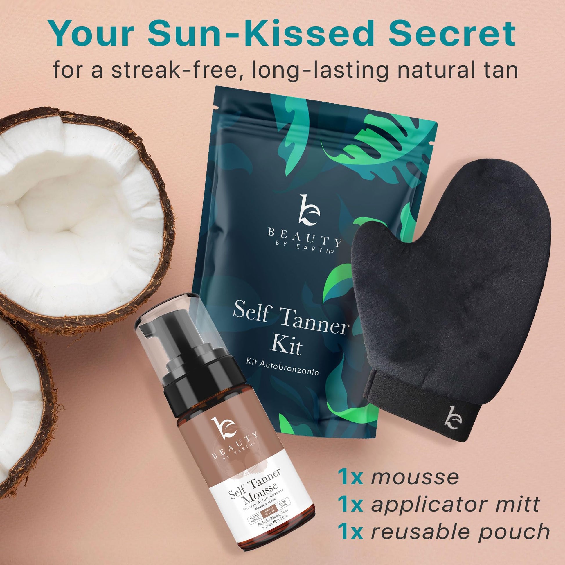 Self Tanner Tanning Mousse Kit - USA Made with Natural & Organic Ingredients Beauty by Earth buy supplements canada