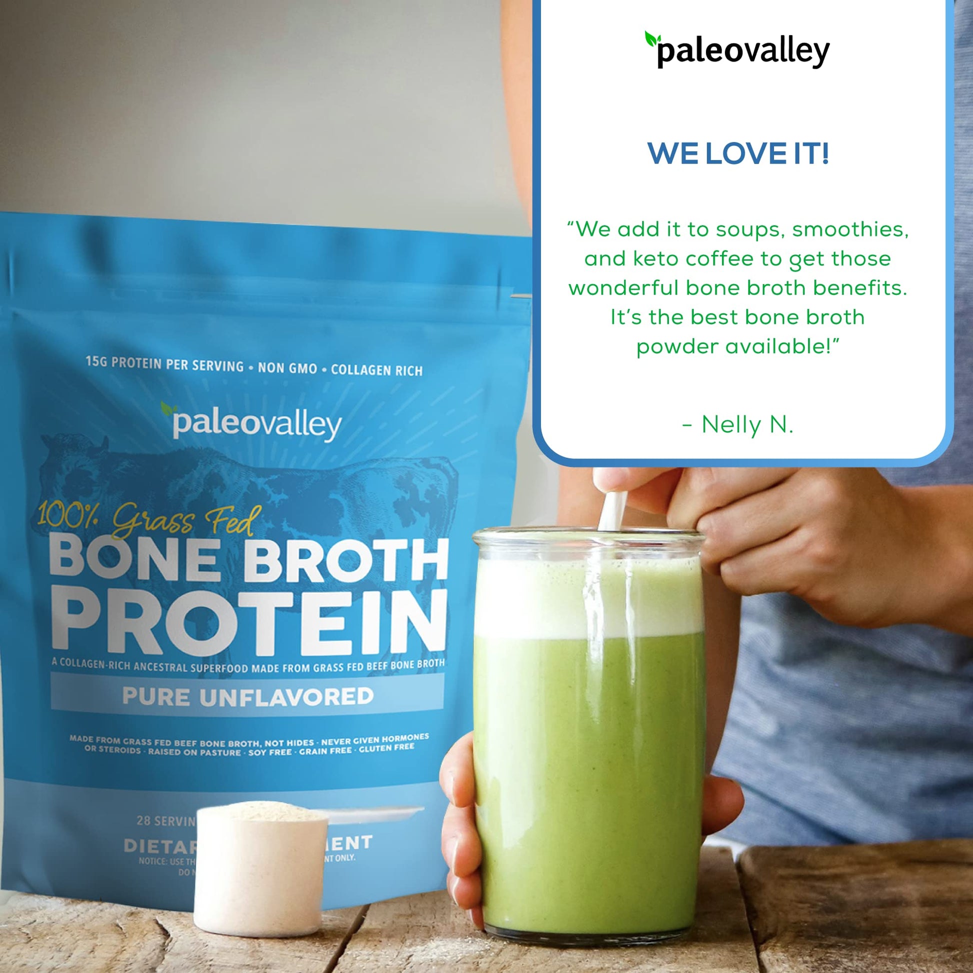Paleovalley 100% Grass Fed Beef Bone Broth Protein Powder - Rich in Collagen Peptides Paleovalley buy supplements canada
