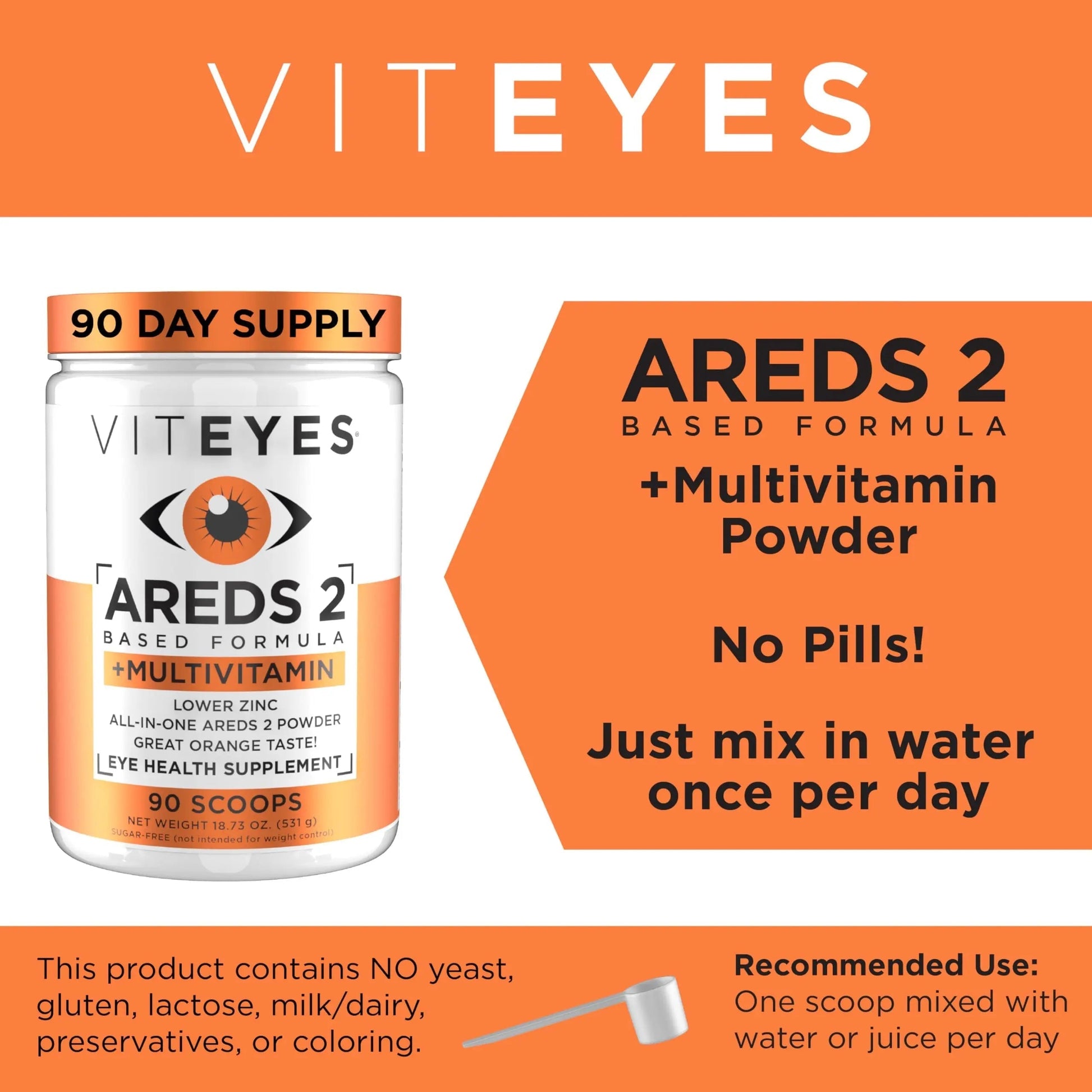 Viteyes AREDS 2 Powder + Multivitamin All-in-One, Macular Protection, Alternative to AREDS 2 chewables, No Pills, Lutein & Zeaxanthin Viteyes buy supplements canada