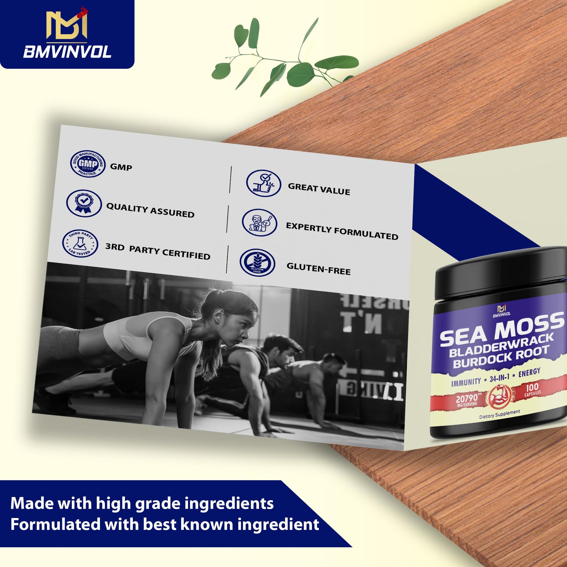 BMVINVOL 100 Capsules - Sea Moss Capsules 20790mg with Bladderwrack, Burdock BMVINVOL buy supplements canada