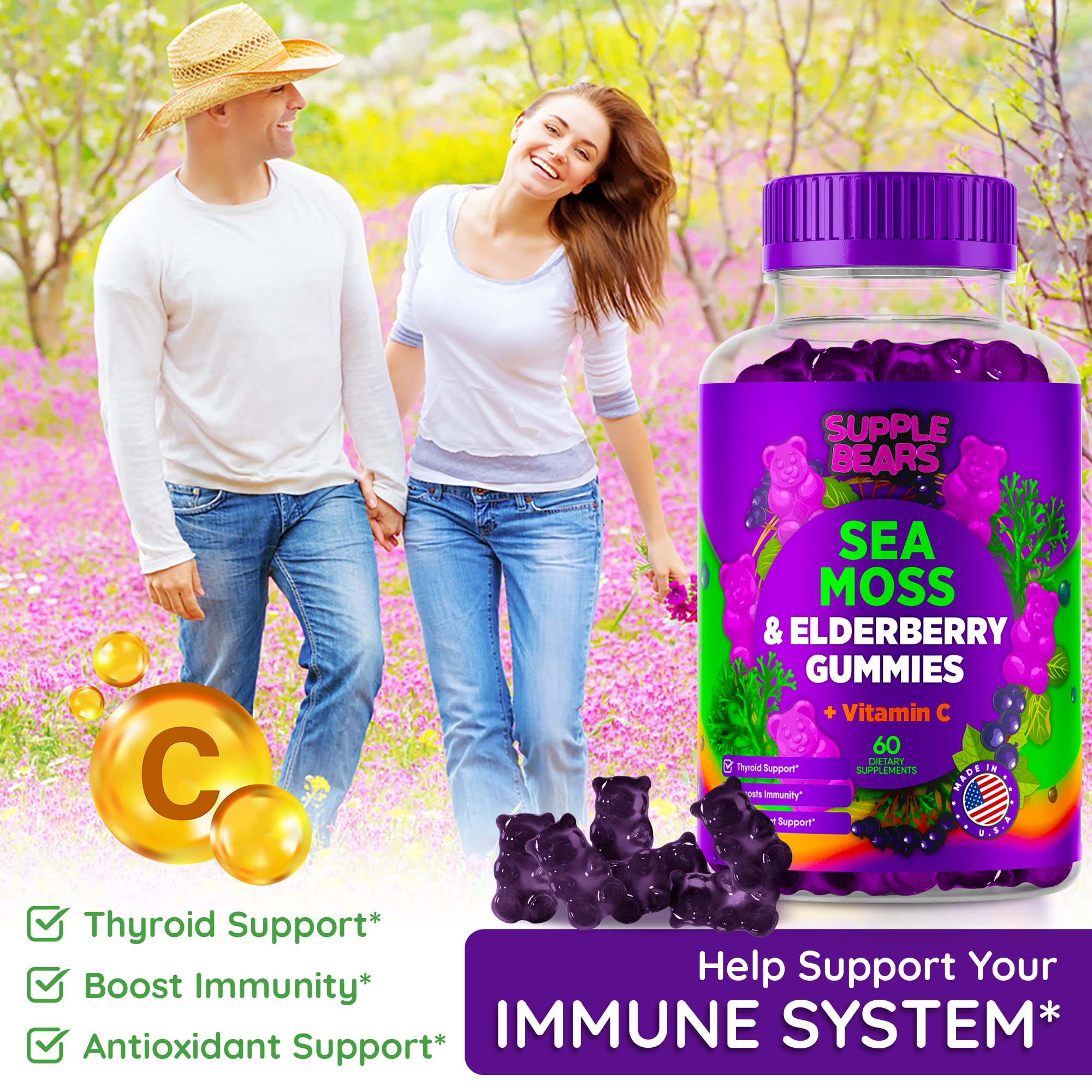 Supplebears Sea Moss Gummies & Elderberry - Vitamin C + Zinc – Extra Strength Immune Supplebears buy supplements canada