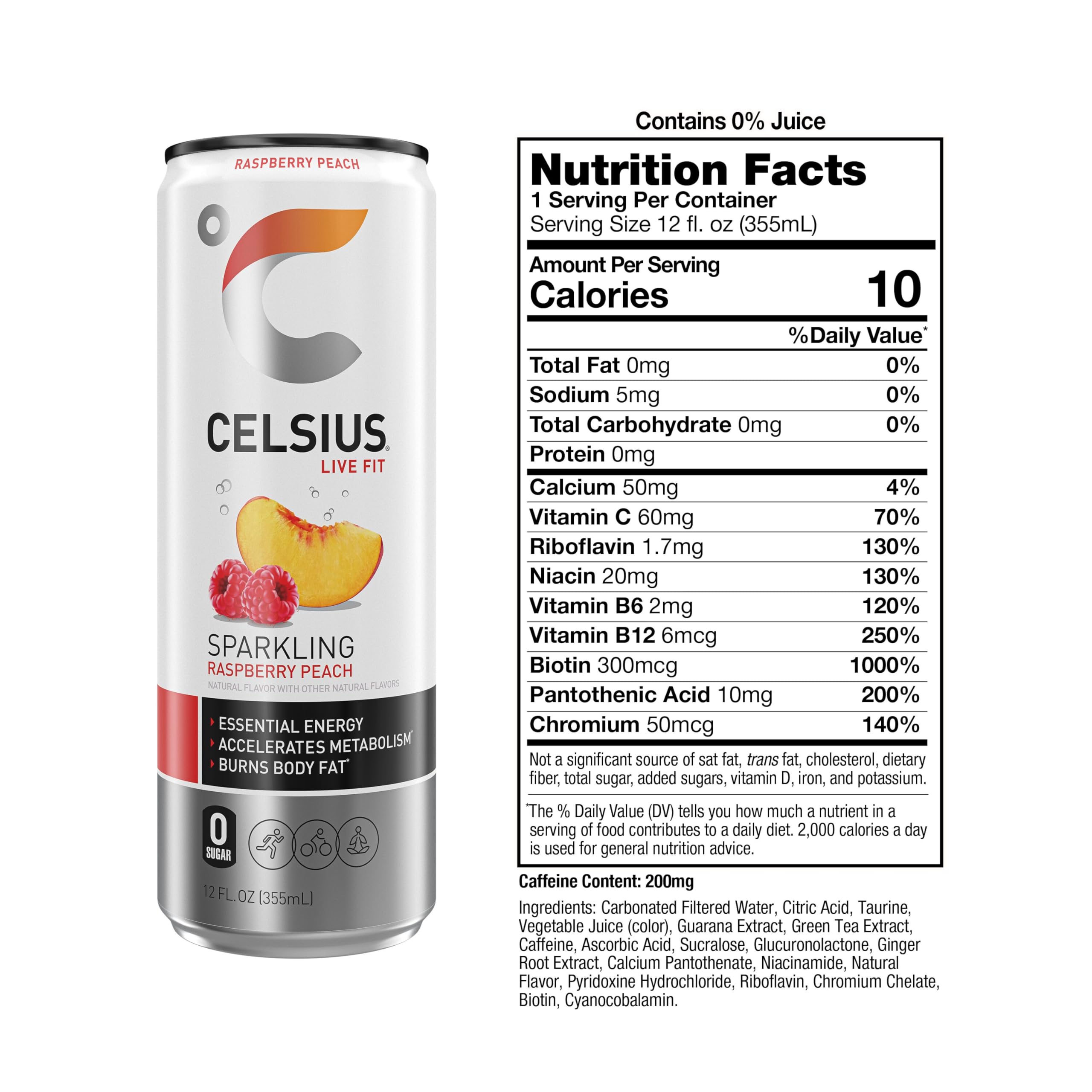 CELSIUS Sparkling Raspberry Peach, Functional Essential Energy Drink 12 Fl Oz (Pack of 12) CELSIUS buy supplements canada