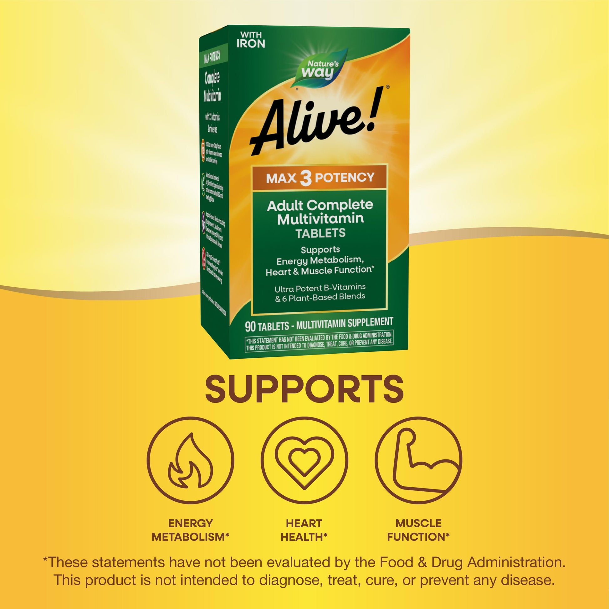 Nature's Way Alive! Max3 Potency Daily Multivitamin, Methylated B12 and Folate, Ultra Potency B-vitamins to Support Energy Metabolism*, 90 Tablets Nature's Way buy supplements canada
