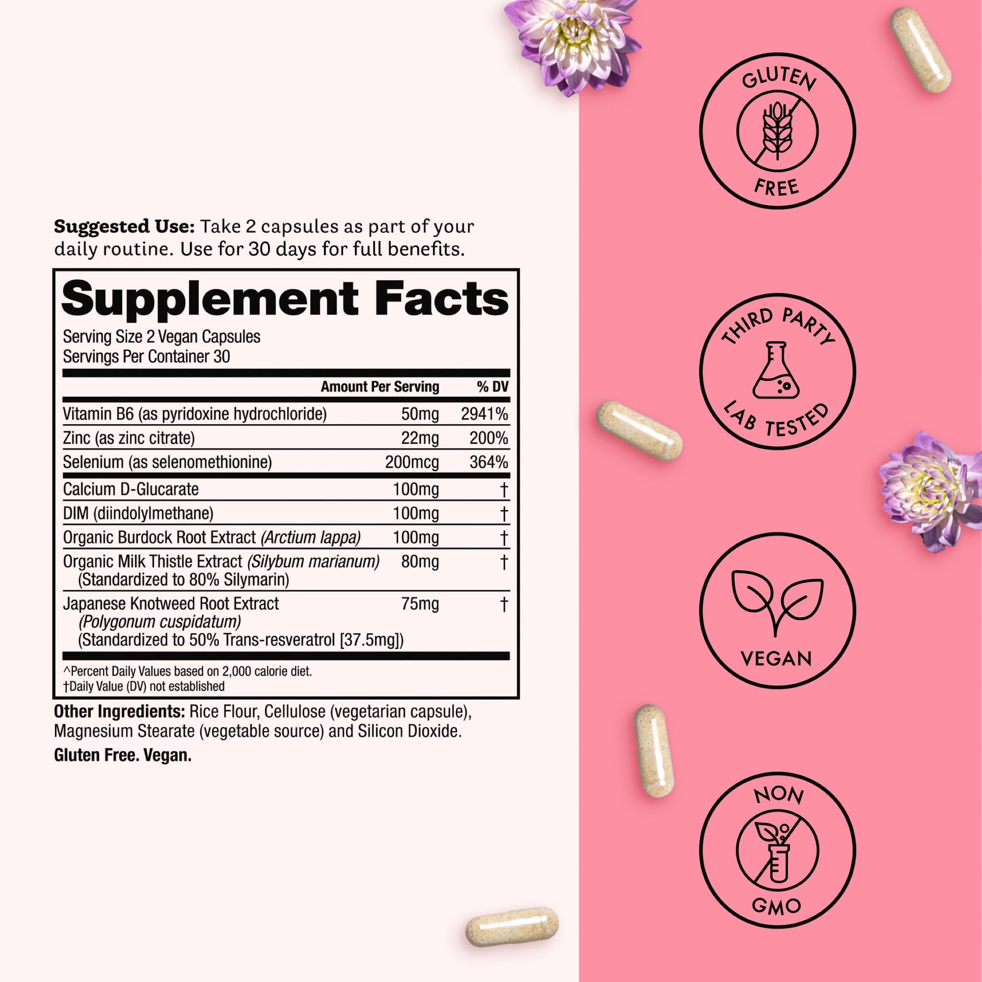 Winged Wellness Balance Babe, Hormone Balance & Estrogen Detox Supplement for Women - 100mg DIM & Calcium D-Glucarate & Milk Thistle for PMS Bloating, Cramps, Mood & Hormonal Acne Support, 60 Capsules Winged Wellness buy supplements canada