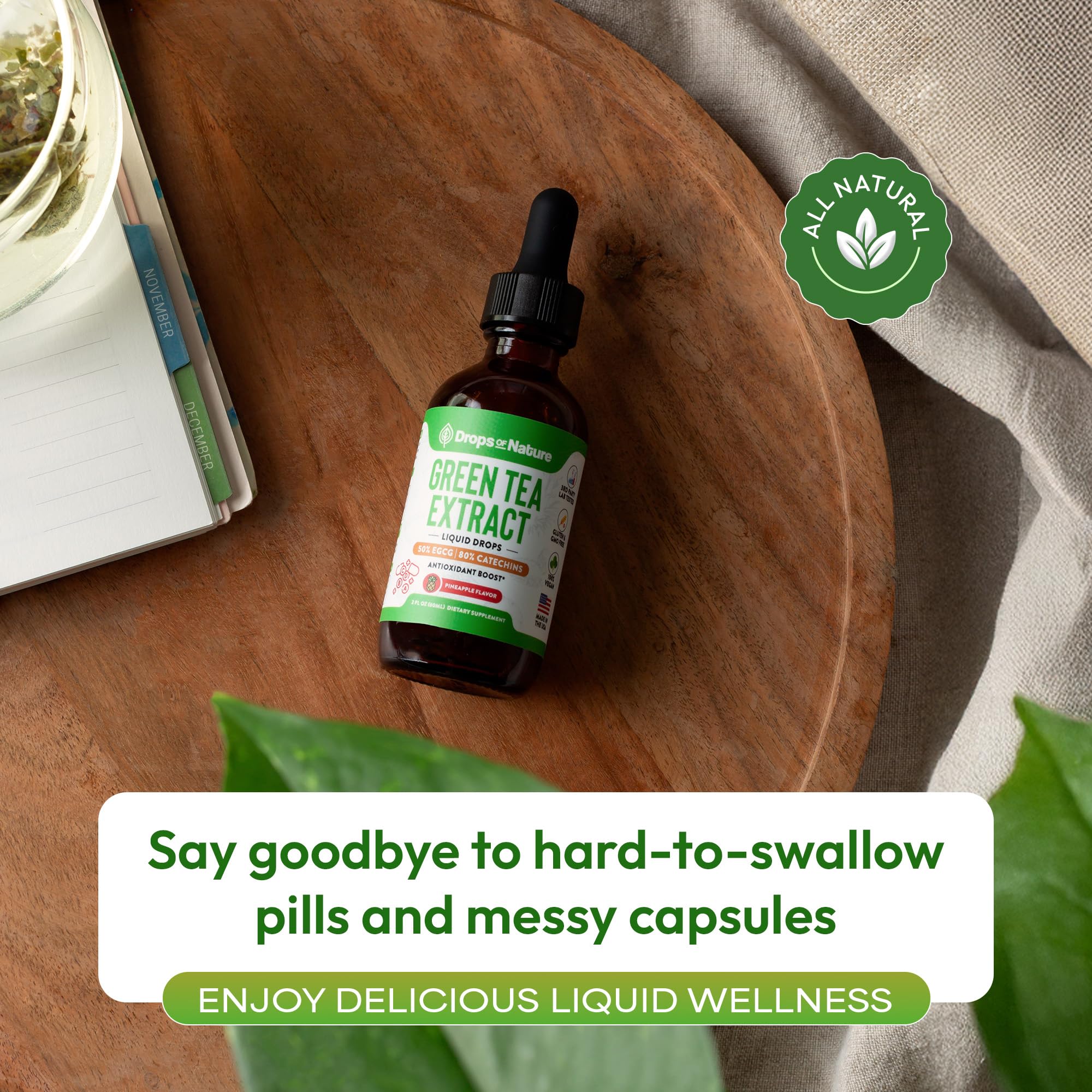 Green Tea 10:1 Extract 50% EGCG - Green Tea Liquid Drops - Vegan, 4X More Powerful Than Pills & Capsules - 2oz Antioxidant & Immune Supplement Drops Of Nature buy supplements canada