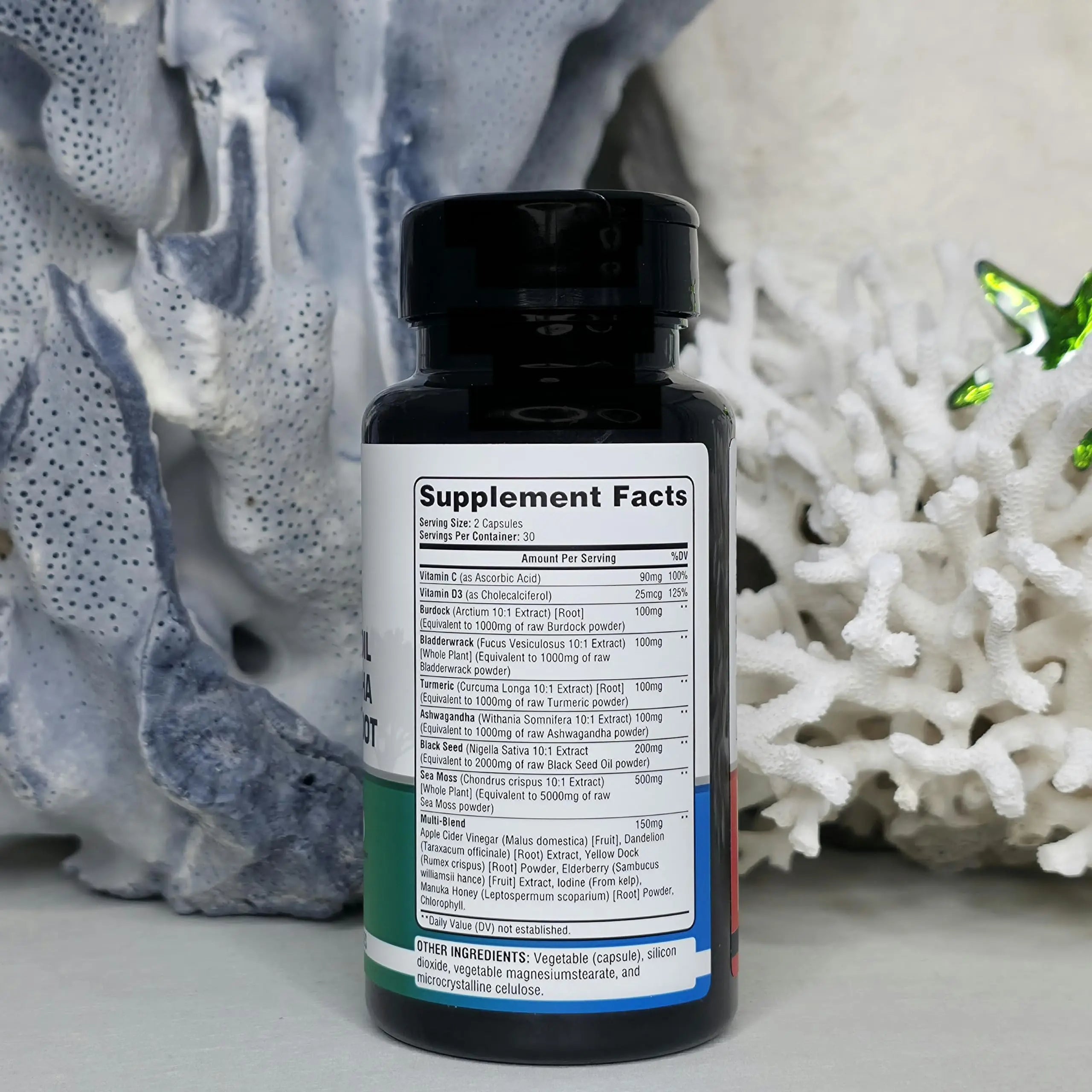 Oaks Nutrition Premium 15-in-1 Sea Moss Multivitamin with Black Seed Oil, Ashwagandha, Turmeric, Bladderwrack, Burdock, Elderberry Oaks Nutrition buy supplements canada