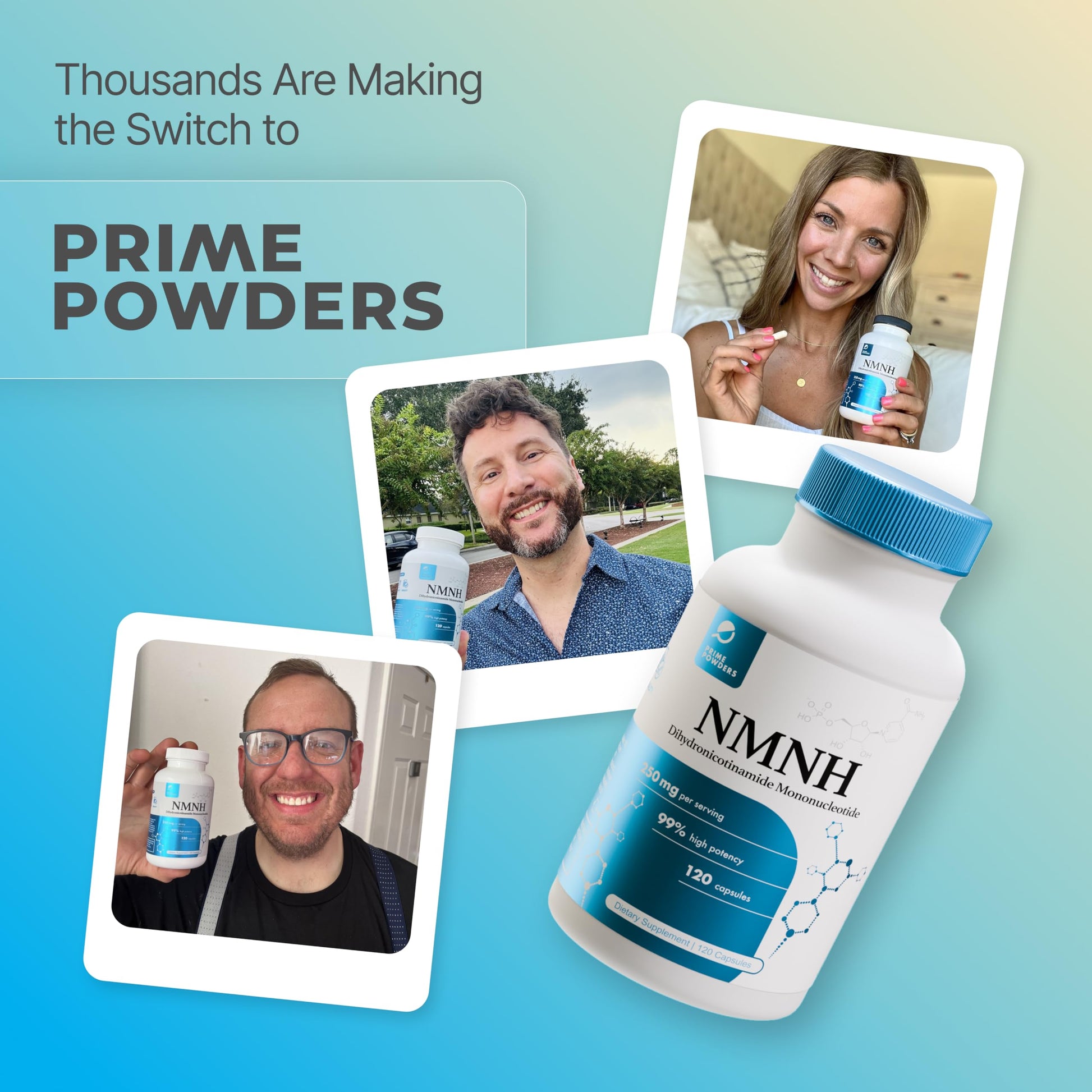 Prime Powders NMNH: Dihydronicotinamide Mononucleotide (120 Capsules) NAD+ Support NR NAD Supplement Prime Powders buy supplements canada