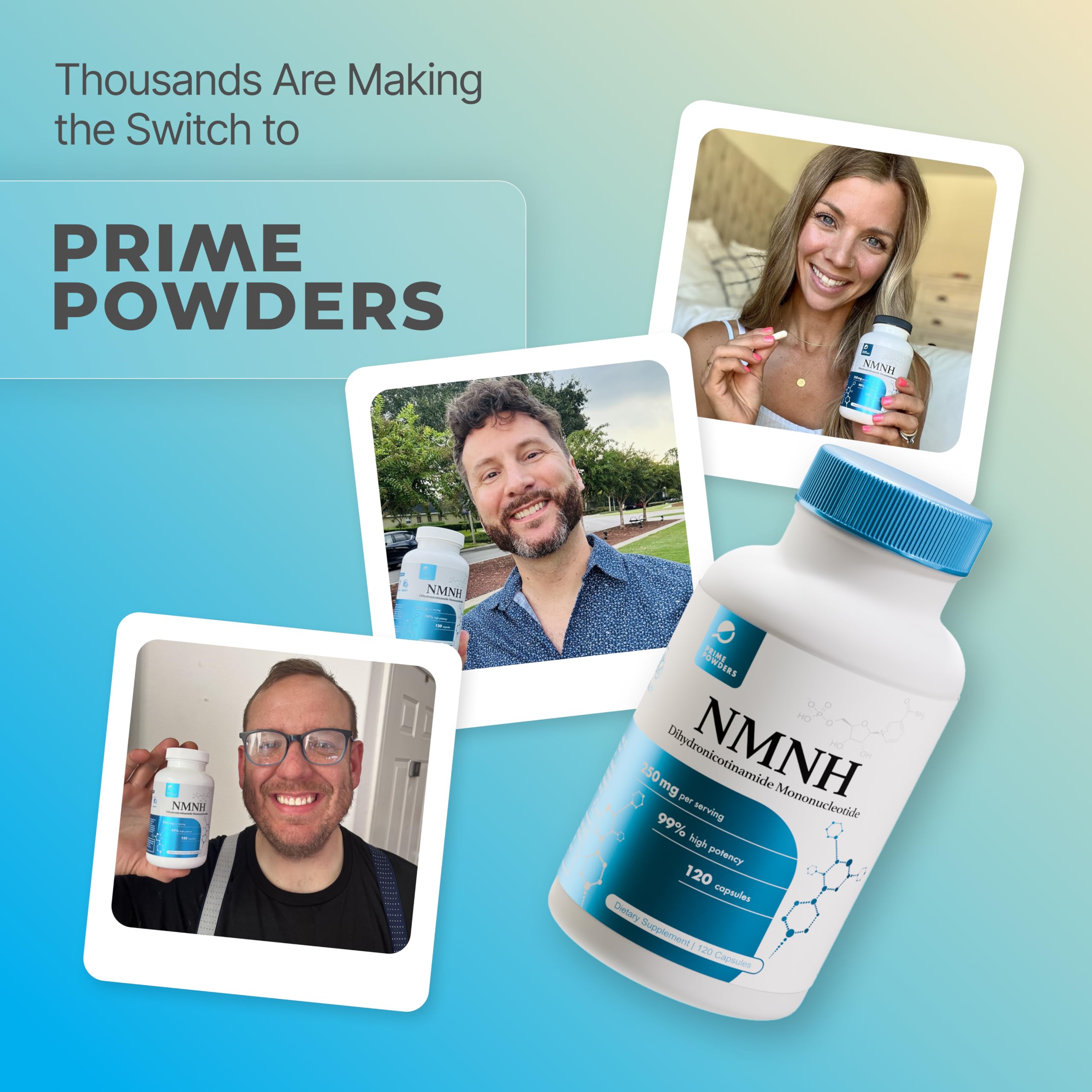 Prime Powders NMNH: Dihydronicotinamide Mononucleotide (120 Capsules) NAD+ Support NR NAD Supplement Prime Powders buy supplements canada
