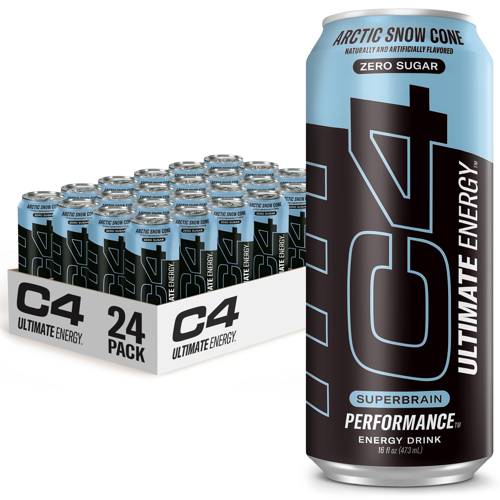C4 Ultimate Sugar Free Energy Drink 16oz (Pack of 24) | Arctic Snow Cone | Pre Workout Cellucor buy supplements canada