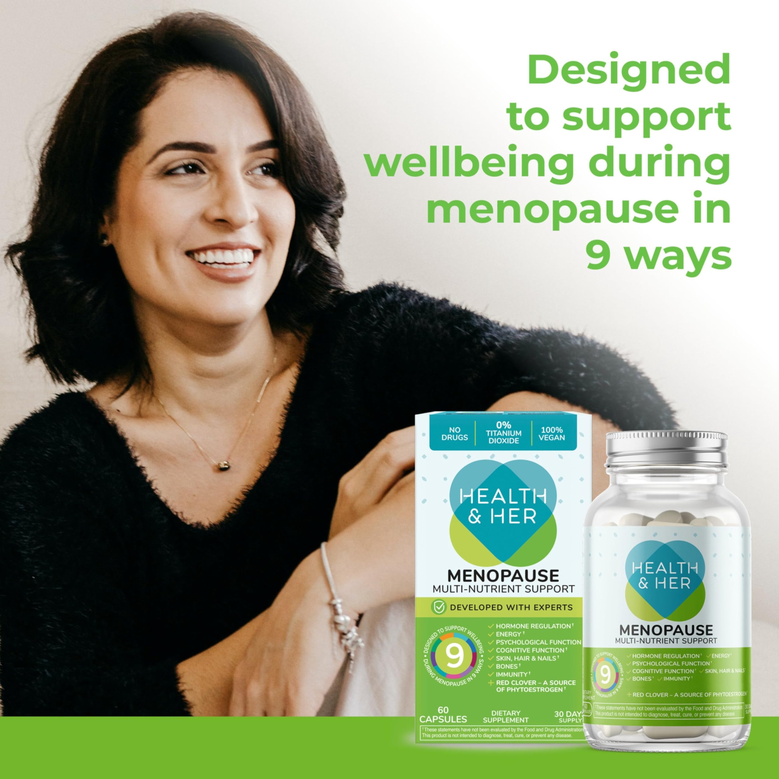 Health & Her Menopause Supplements for Women - Multi-Nutrient Support, Menopause Vitamins for Energy, Bones, Muscles, Skin & Hair, Vegan, Gluten-Free, Non GMO (60ct - 1 Month) Health and Her buy supplements canada