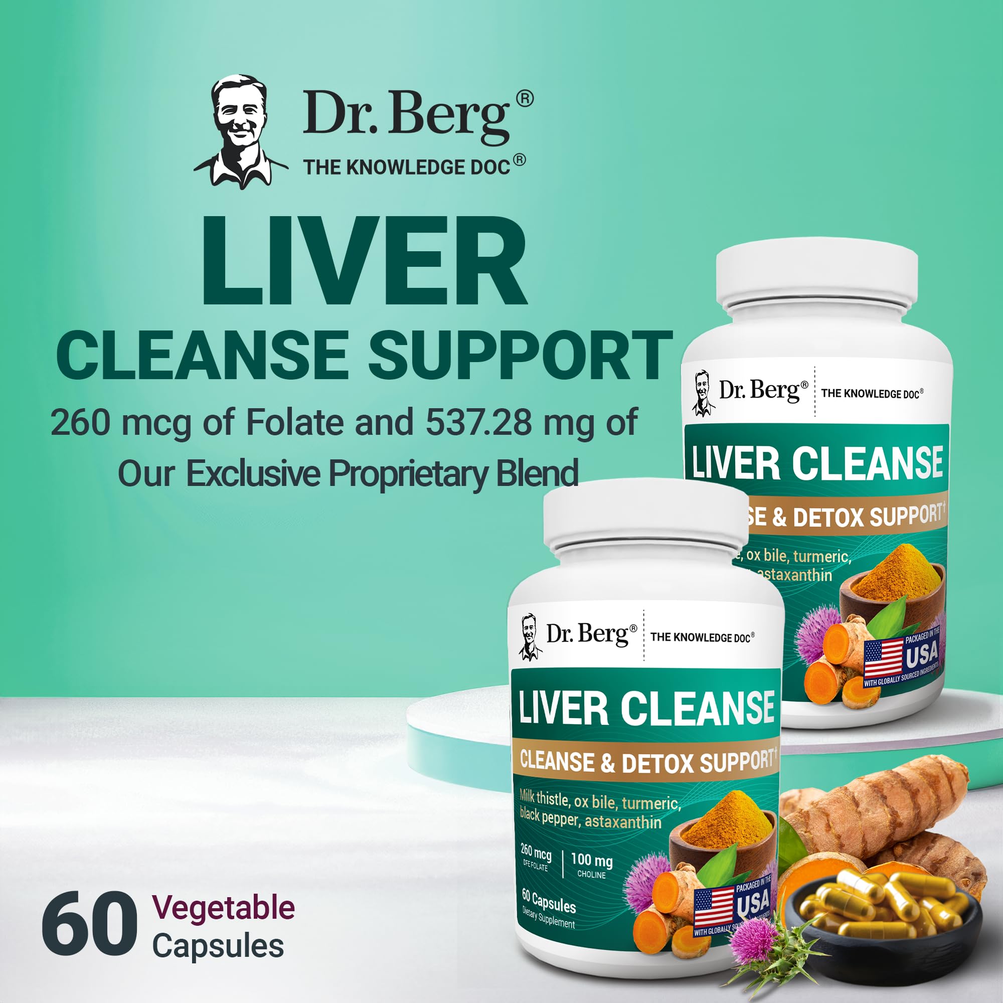 Dr. Berg Liver Cleanse Detox Capsules w/Unique Blend of Milk Thistle, Ox Bile & Folate - Liver Supplement Includes Turmeric, Black Pepper & Choline - 60 Capsules Dr. Berg Nutritionals buy supplements canada