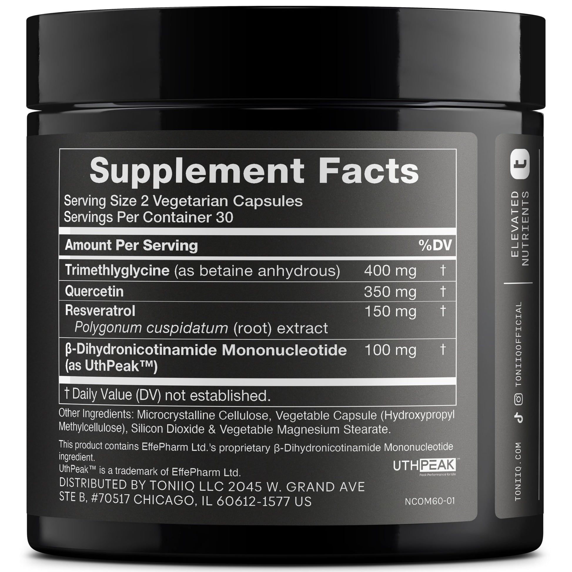 Toniiq NMNH Supplement – Ultra High Potency 1,000mg Complex with Clinically Studied Uthpeak™ NMNH, Resveratrol, Quercetin & TMG – Highly Purified – Third-Party Lab Tested – 60 Capsules Toniiq buy supplements canada