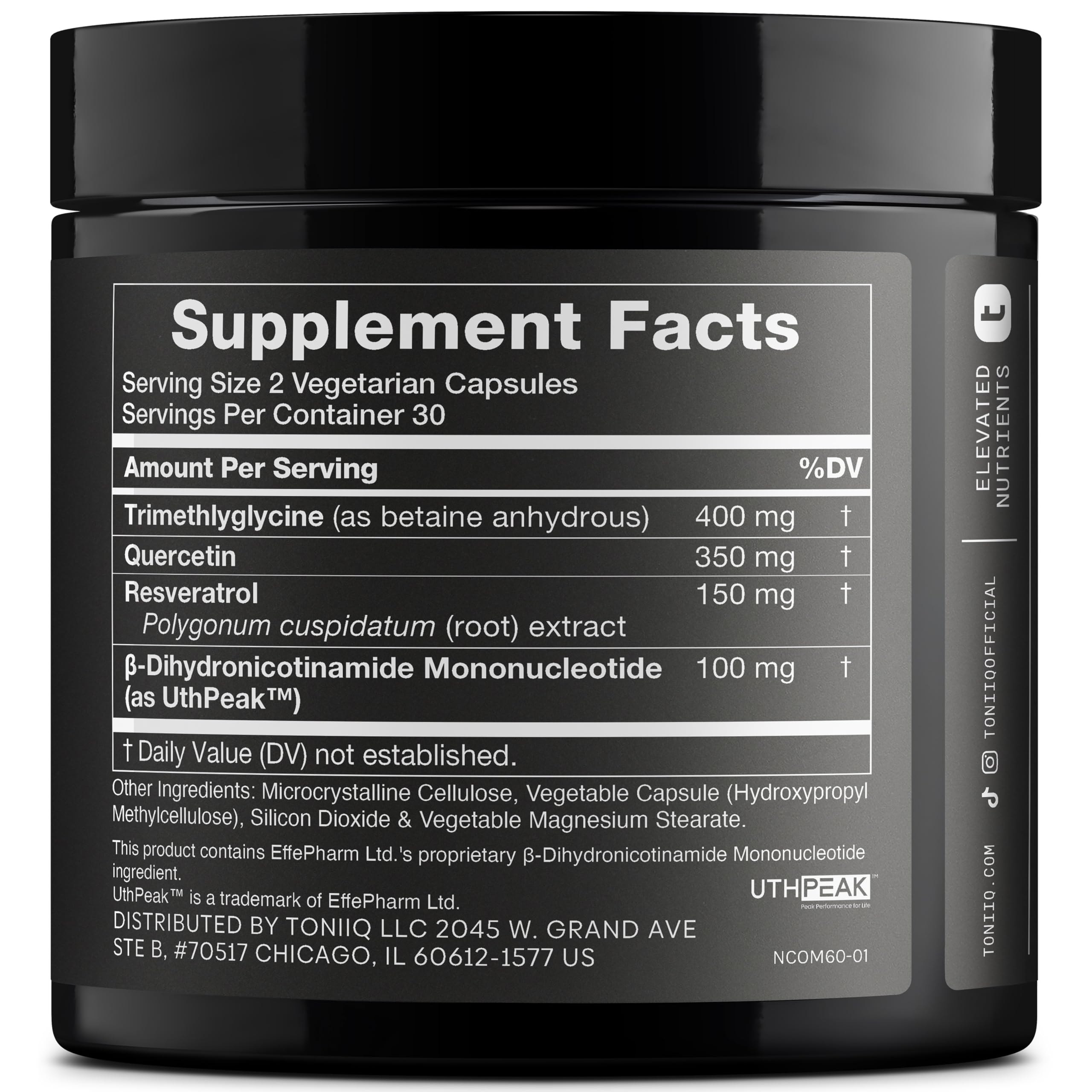 Toniiq NMNH Supplement – Ultra High Potency 1,000mg Complex with Clinically Studied Uthpeak™ NMNH, Resveratrol, Quercetin & TMG – Highly Purified – Third-Party Lab Tested – 60 Capsules Toniiq buy supplements canada
