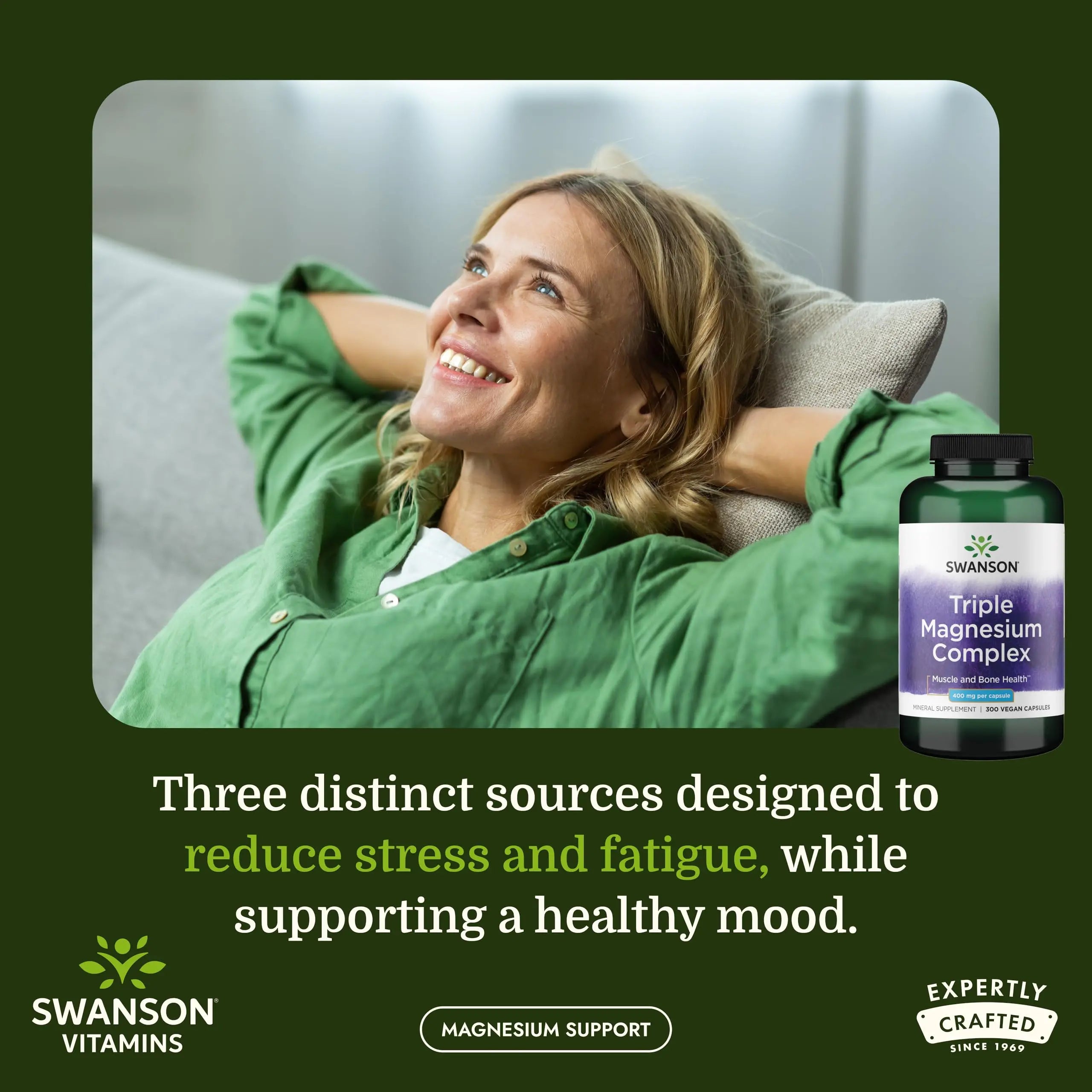 Swanson Triple Magnesium Complex Bone, Nerve, and Muscle Support Supplement for Adults Seeking Optimal Magnesium Absorption - 400 mg (300 Vegan Capsules) Swanson buy supplements canada