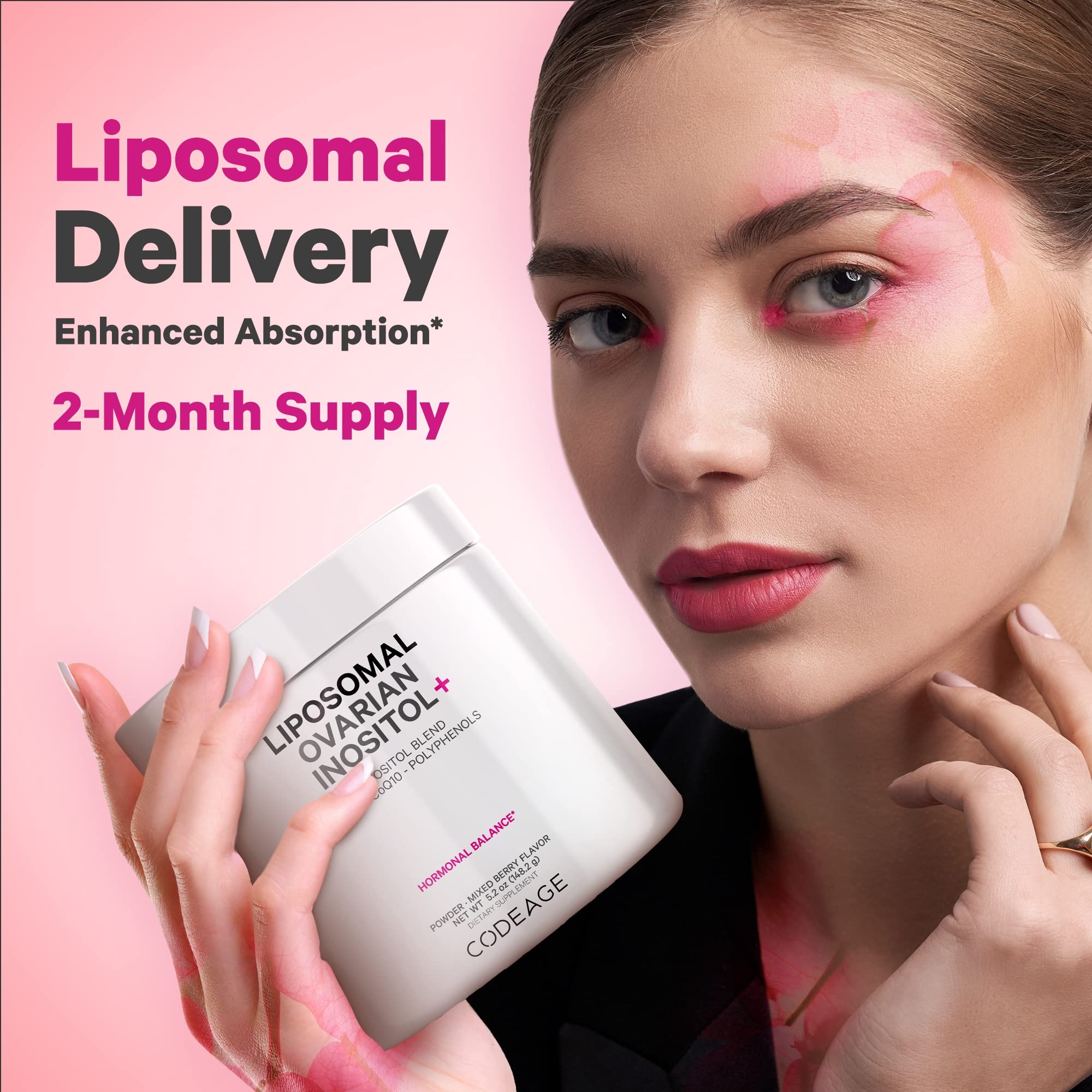 Codeage Liposomal Ovarian Inositol Powder - Myo-Inositol & D-Chiro-Inositol 40:1 Blend, Folate 5-MTHF, CoQ10, Pomegranate & Wild Blueberry - 2-Month Supply - Mixed Berry Flavor - Non-GMO, 60 Servings Codeage buy supplements canada