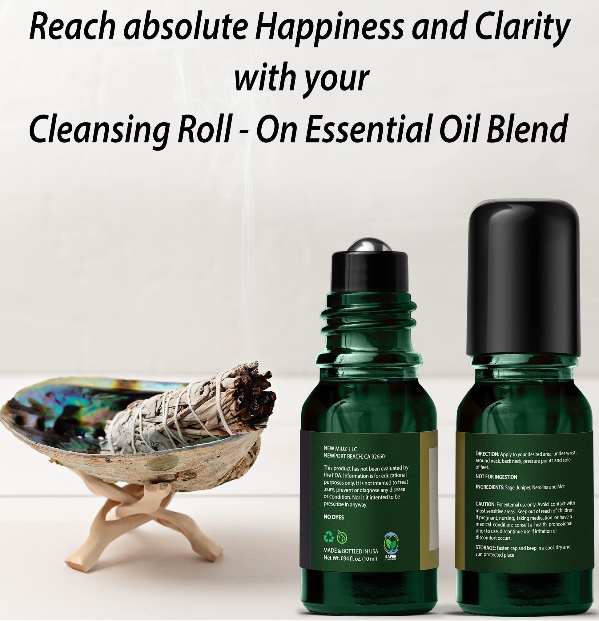 Headache Roll On Stick Peppermint Rosemary and Eucalyptus & Cleansing and Protect Juniper Berry White Sage with Nerolina Pack of 2 New Miuz buy supplements canada