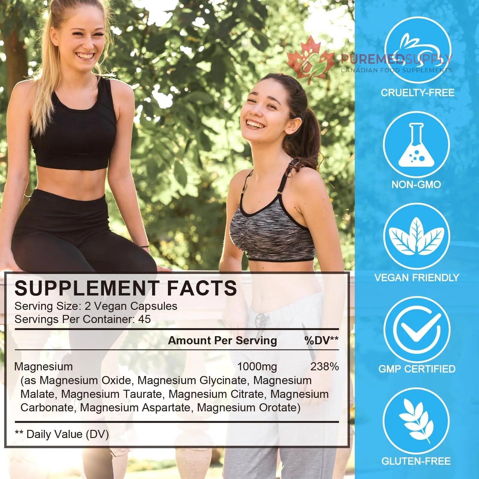 Magnesium Complex 8-in-1 High Potency with 8 Essential Forms, Vegan Capsules for Muscle, Nerve & Bowel Support, Relief Fatigue & Improve Sleep (90 Capsules) KITNOBLIS buy supplements canada