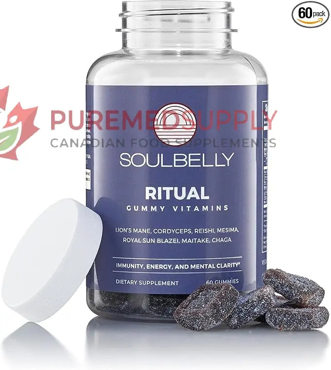 SOULBELLY Multi-Mushroom | Ritual Vitamin Gummies for Energy, Focus and Immune Balance | Vegan | Gluten-Free | Non-GMO | 60 Count SOULBELLY buy supplements canada