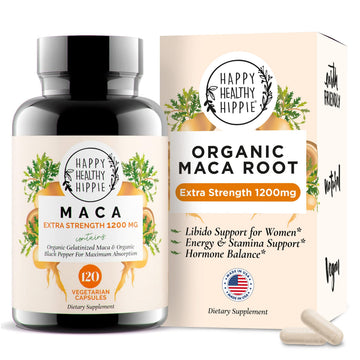 Organic Maca Root Capsules 1200 mg – Libido Booster for Women Fast Acting & Potent | Female Maca Supplement | Energy Pills from Peru | Includes Black Pepper for High Absorption | Vegan, 120 Ct Happy Healthy Hippie buy supplements canada