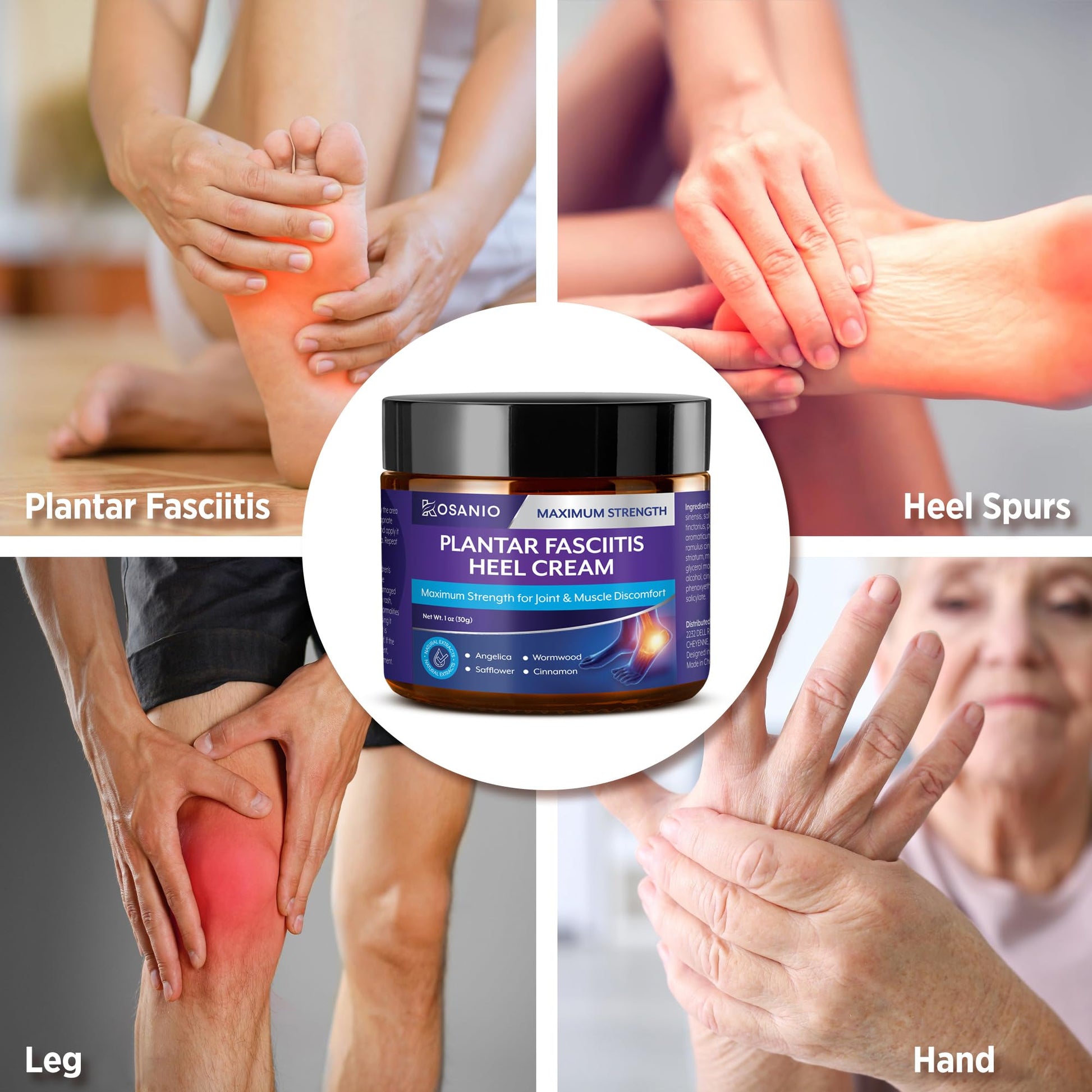 KOSANIO Plantar Fasciitis Relief Cream - Heel Discomfort Relief for Plantar Fasciitis, Foot, Knee, Hands, Legs - Natural Herbal Concentrate Formula - (30g / 1 oz (Pack of 1)) KOSANIO buy supplements canada