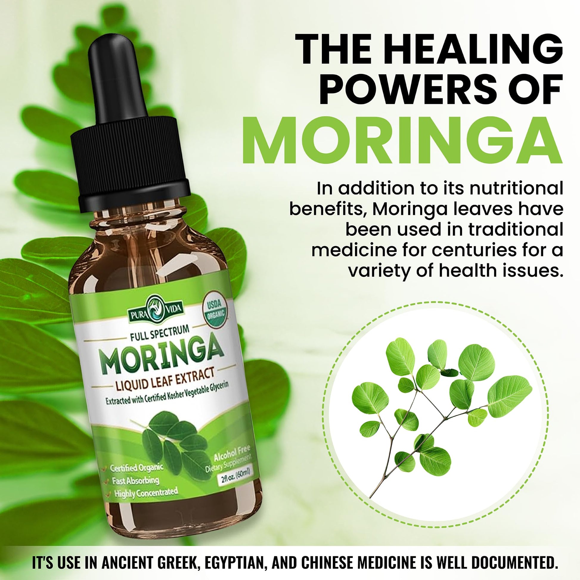 PURA VIDA MORINGA Leaf Extract Liquid Drops - USDA Organic Certified - Highly Purified, Bioavailable & Faster Absorption than Moringa Powder or Capsules PURA VIDA MORINGA buy supplements canada