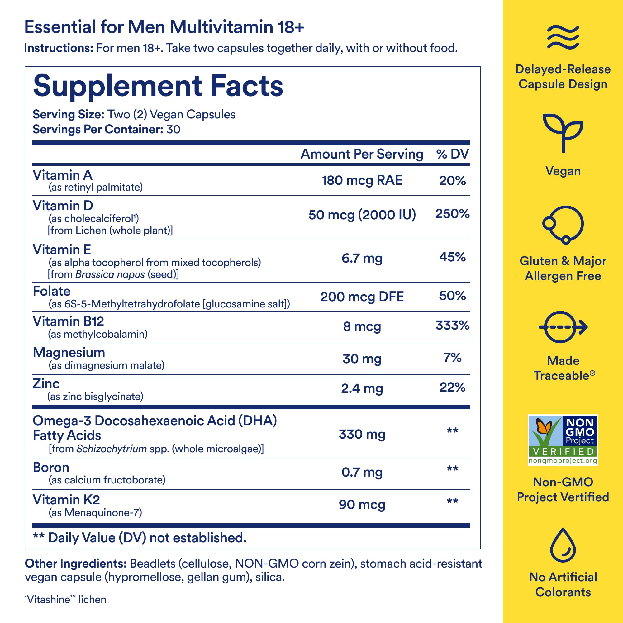Ritual Multivitamin for Men 18+ with Zinc, Vitamin A and D3 for Immune Function Support*, Omega-3 DHA, B12, K2 Ritual buy supplements canada