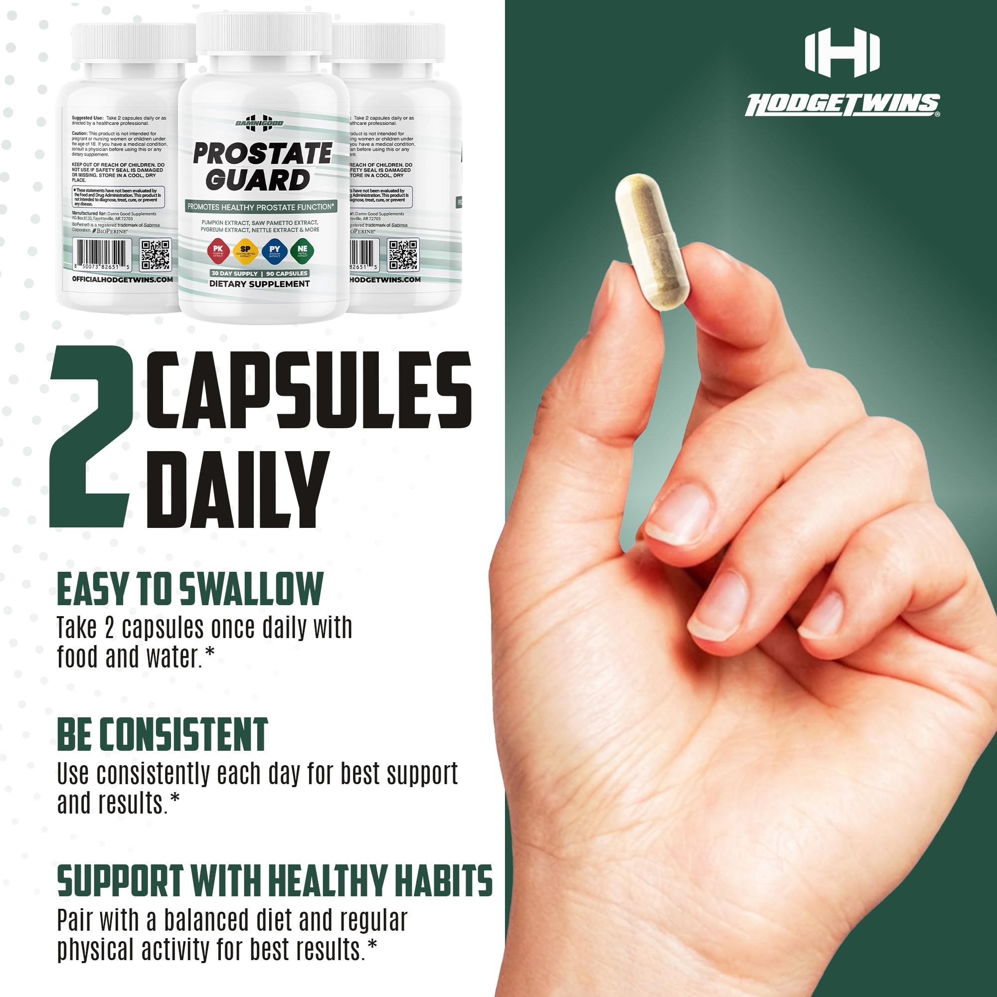 DAMN GOOD The Hodge Twins Prostate Guard - 90 Capsules Guard Vitality Complex – Comfort Blend for Nighttime Routine, Restful Rhythm - Men's Supplements for Health Supports Relaxation DAMN GOOD buy supplements canada