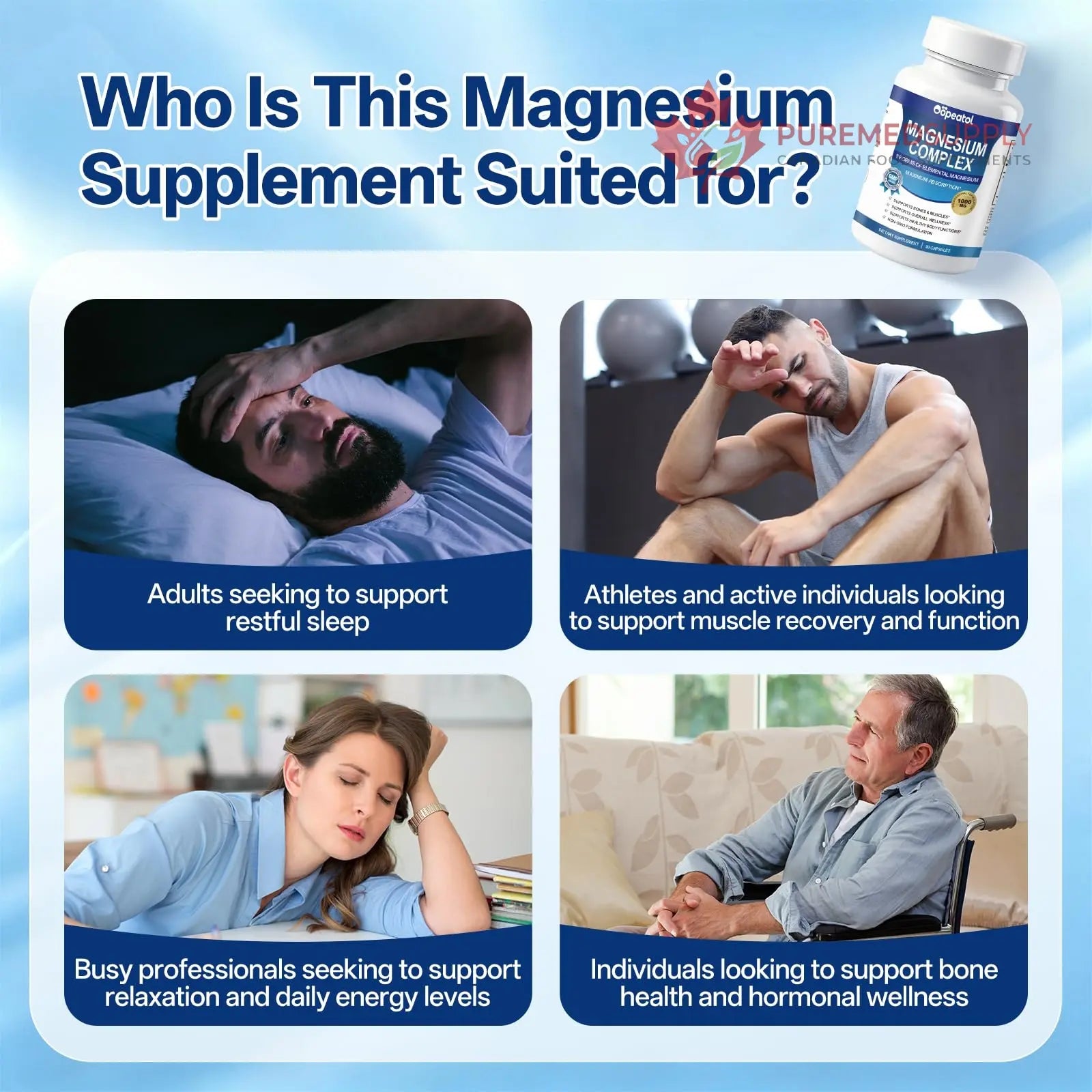 8 in 1 Magnesium Complex Capsules 1000mg for Women and Men - Highly Absorbable Magnesium Supplement Supports Muscle Relaxation Sleep & Energy | NSF Certified, GMP, Gluten Free, Vegan Oopeatol buy supplements canada