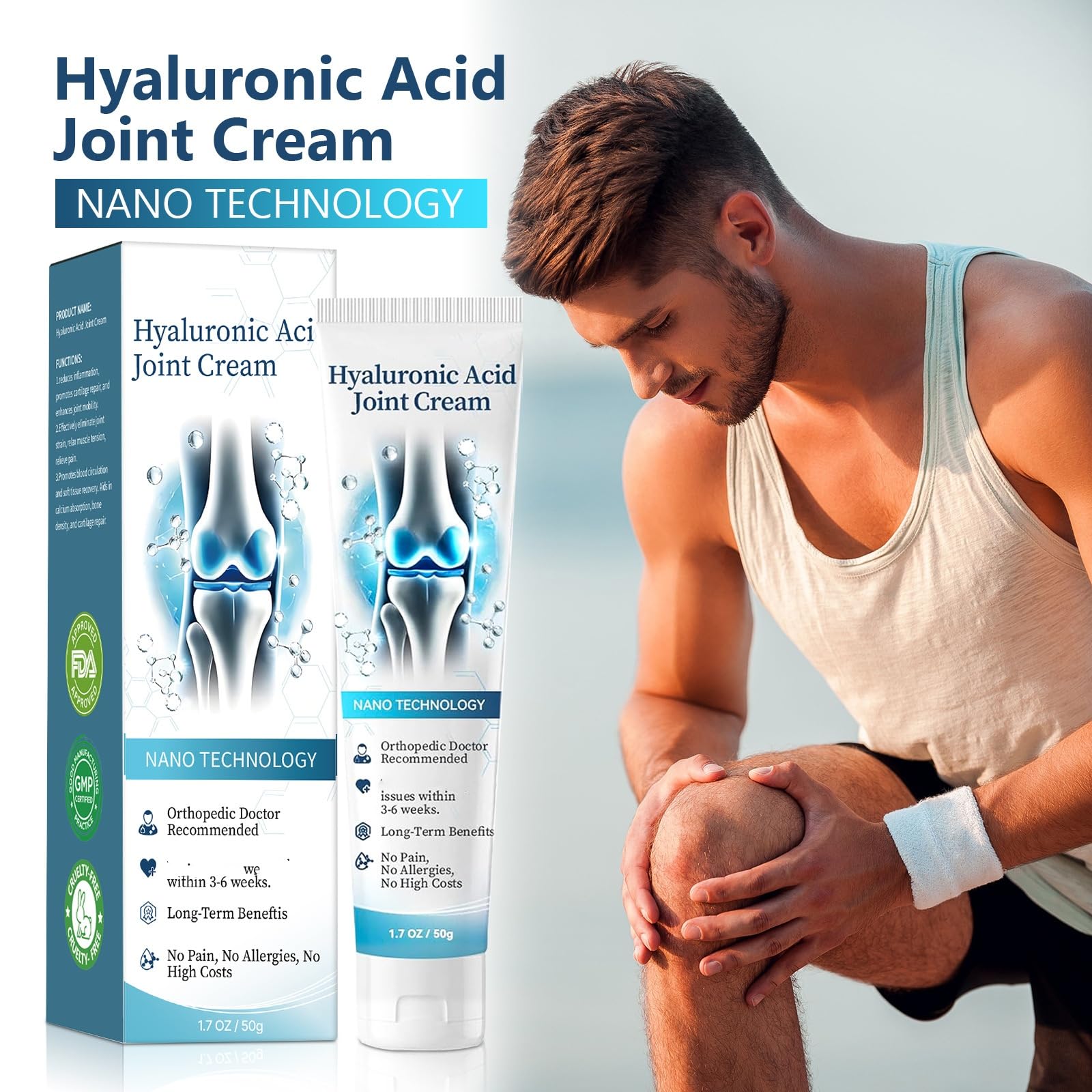 2 PCS Hyaluronic Acid Joint R-epair Gel, Soothing Massage Gel, Quickly Relieve Joint discomfort for Back, Neck, Kne, Soothing Relief for Dry, Cracked Skin Joint Activities Throughout The Body SANZHUAN buy supplements canada