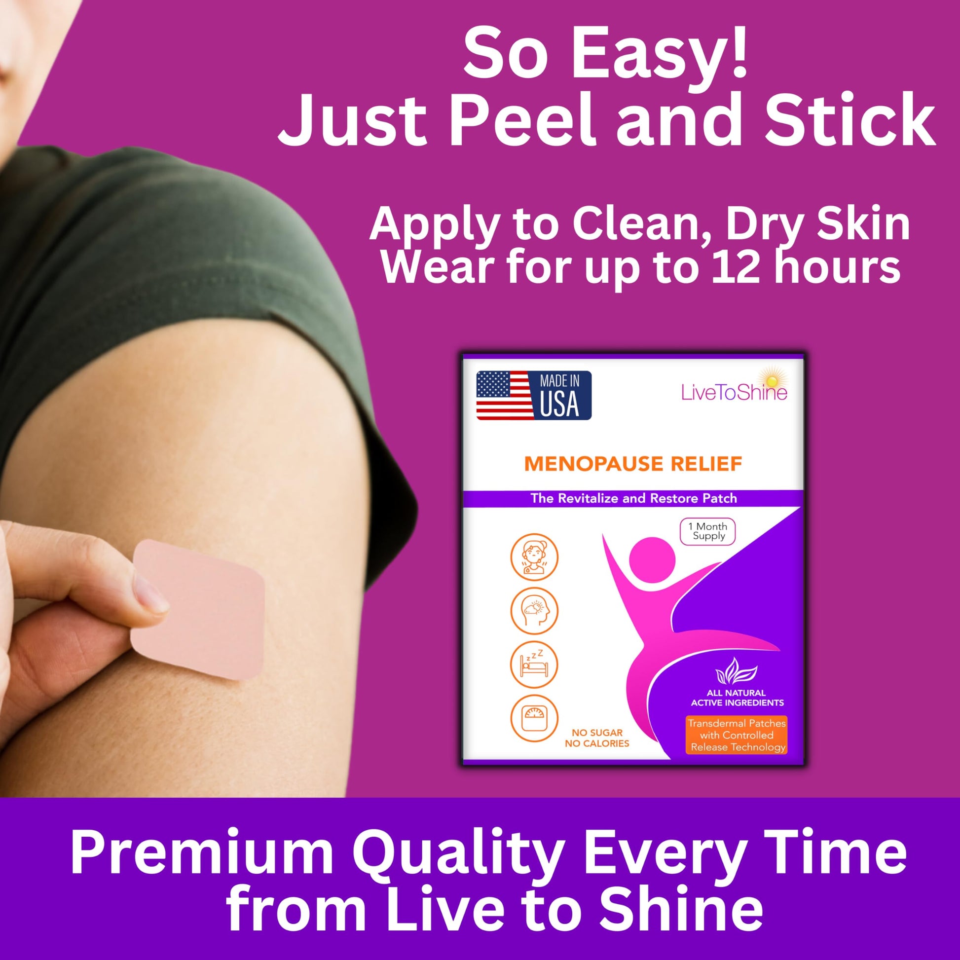 Menopause & Perimenopause Relief Patch for Women – Hot Flash, Mood & Symptom Support – Black Cohosh, Ashwagandha & More – 30 Topical Patches – USA Made by Live to Shine Live To Shine buy supplements canada