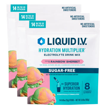 Liquid I.V.® Hydration Multiplier Sugar-Free - Rainbow Sherbet | Electrolyte Powder Drink Mix | 3 Pack (42 Servings) Liquid I.V. buy supplements canada