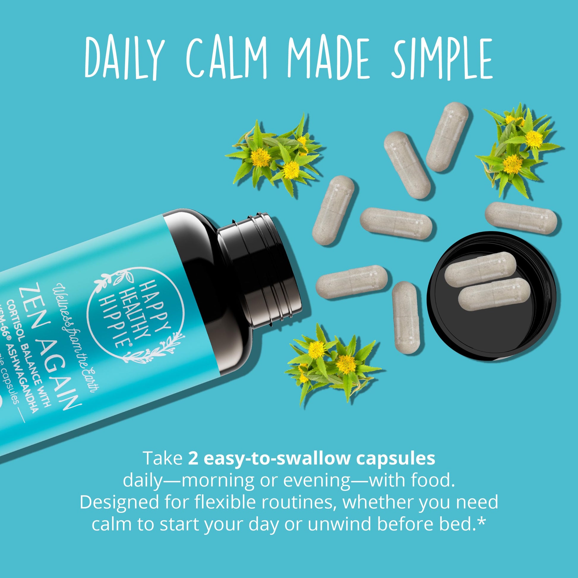 Zen Again Cortisol Manager with Ashwagandha KSM-66® | Cortisol Supplements for Women | 11-in-1 Complex | Natural Stress Support Supplement with L-Theanine, Rhodiola & Magnesium | Vegan, 60 Ct Happy Healthy Hippie buy supplements canada