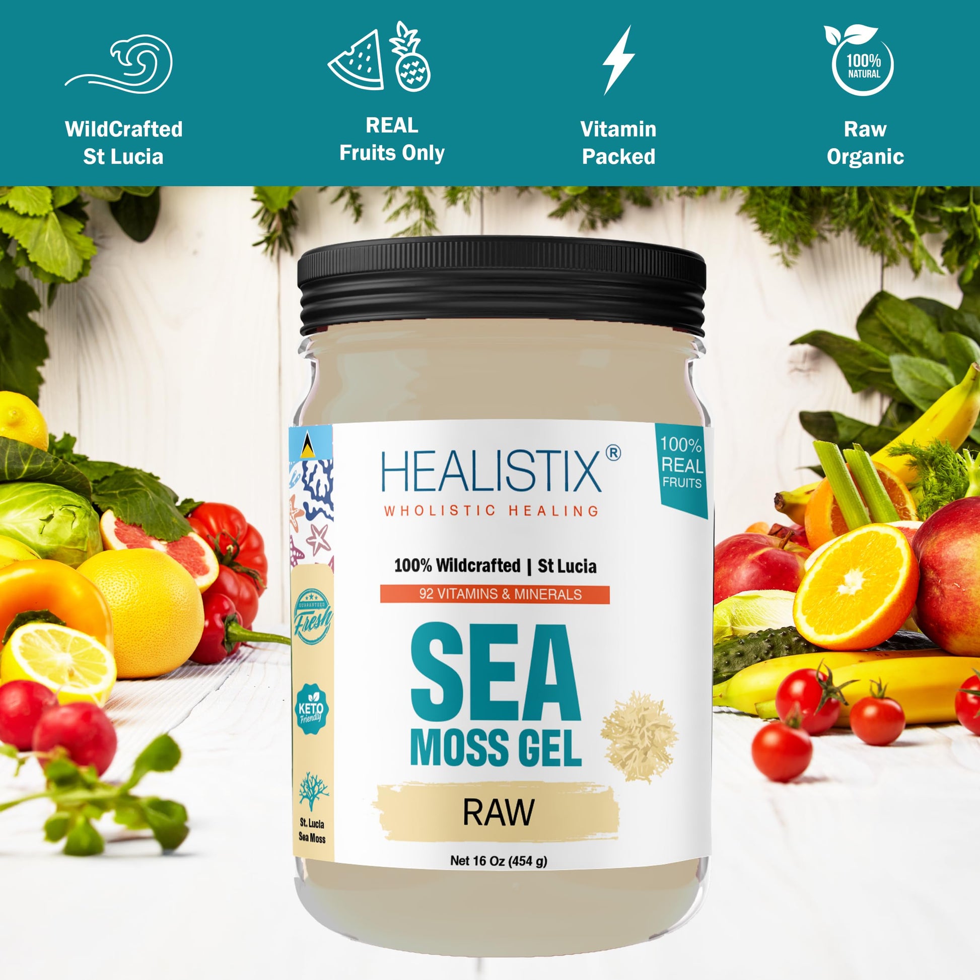 Healistix Irish Sea Moss Gel- St Lucia Wildcrafted Seamoss Gel, Packed with 92 Vitamins HX HEALISTIX buy supplements canada