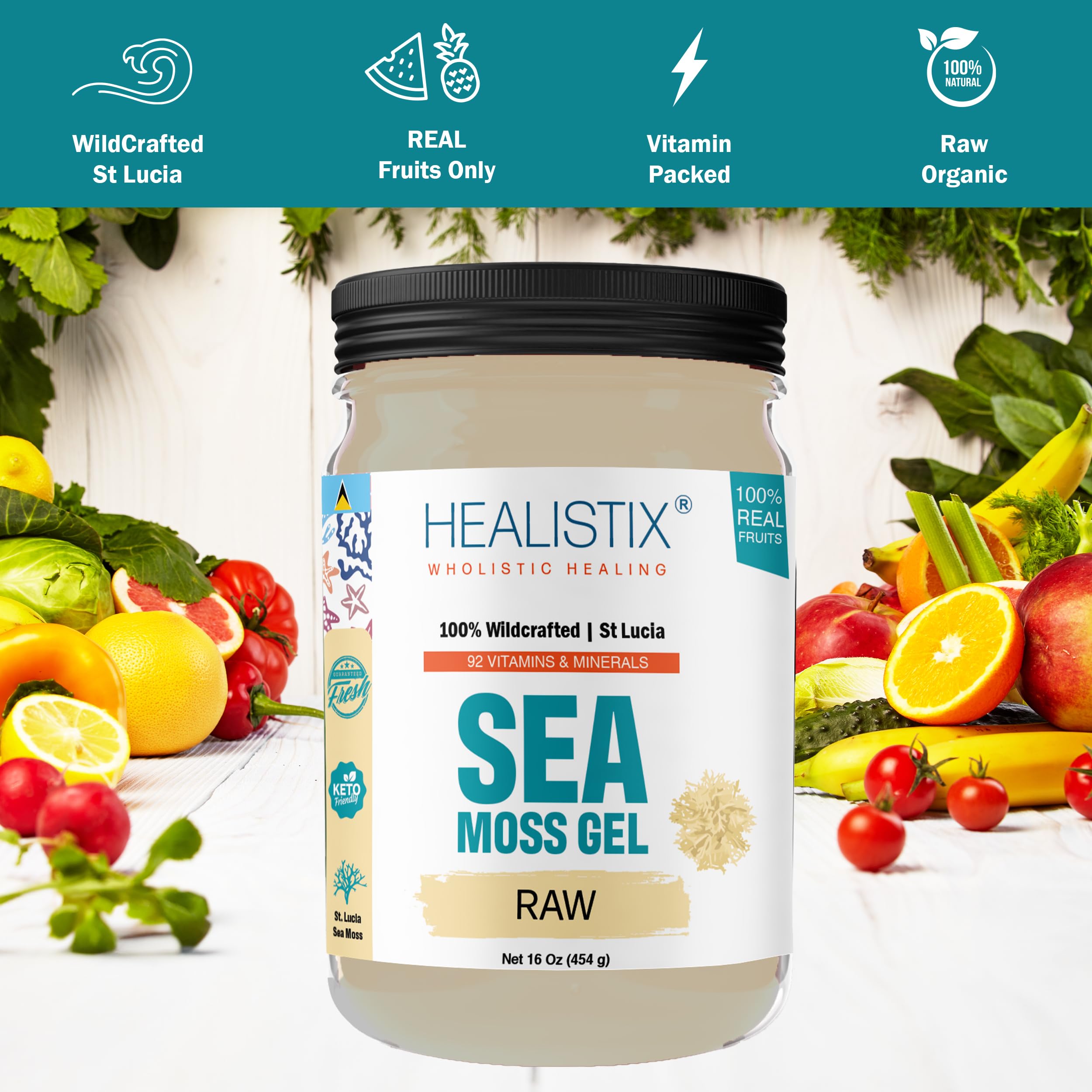 Healistix Irish Sea Moss Gel- St Lucia Wildcrafted Seamoss Gel, Packed with 92 Vitamins HX HEALISTIX buy supplements canada