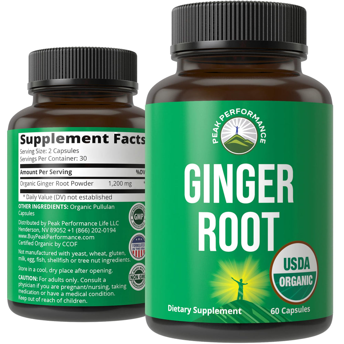 Peak Performance USDA Organic Ginger Root Capsules. Vegan Ginger Pills Supplement for Women & Men to Support Digestion, Occasional Nausea Relief, Gas & Bloat Support, and Gentle Stomach Comfort Peak Performance buy supplements canada