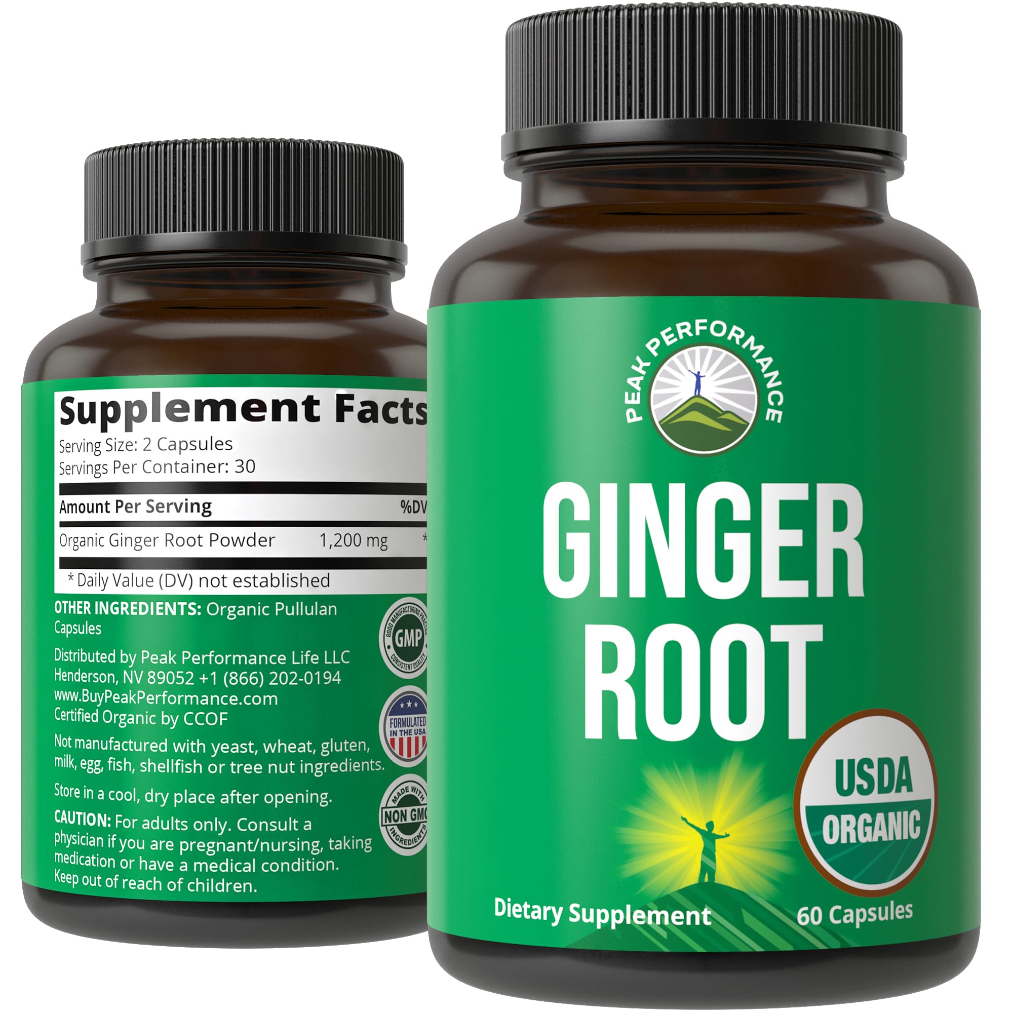Peak Performance USDA Organic Ginger Root Capsules. Vegan Ginger Pills Supplement for Women & Men to Support Digestion, Occasional Nausea Relief, Gas & Bloat Support, and Gentle Stomach Comfort Peak Performance buy supplements canada