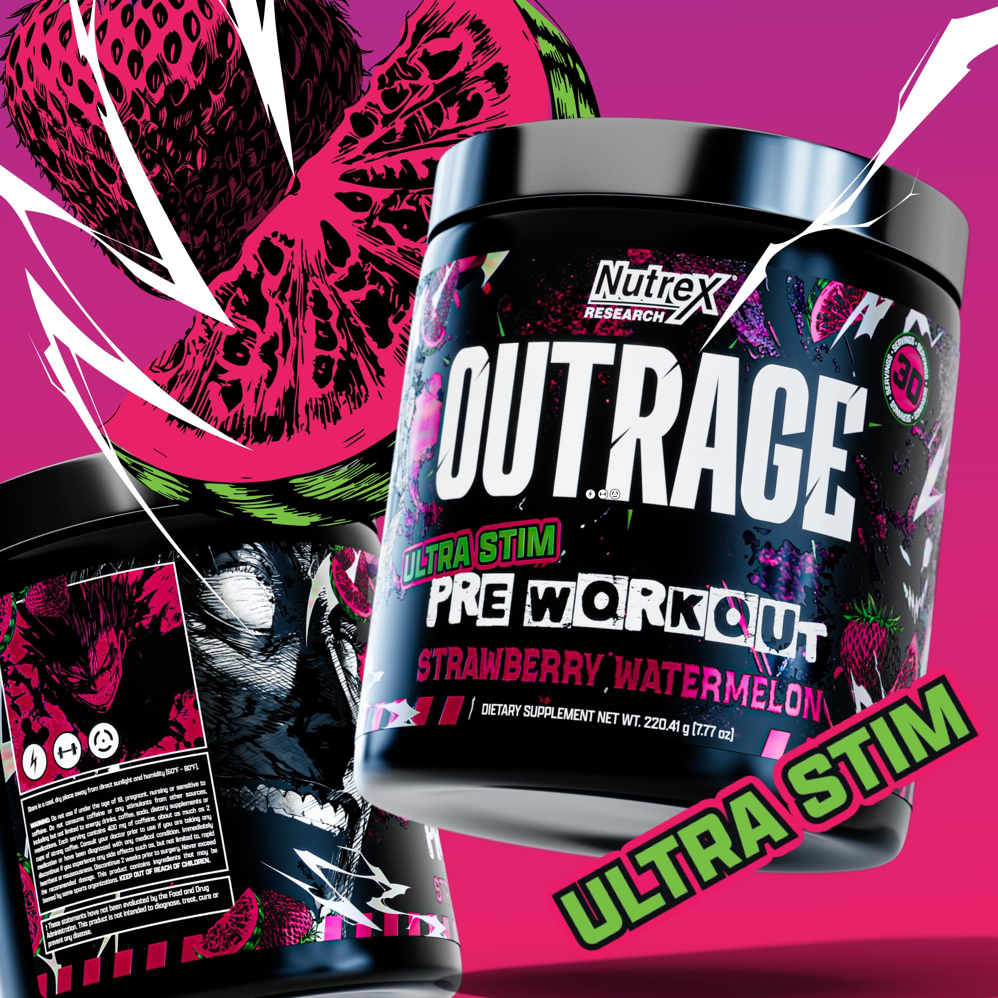 Outrage Ultra HIGH STIM Pre-Workout Powder for Men | 400mg Caffeine, L-Citrulline, Beta-Alanine, Creatine | Extreme Energy, Focus, Strength & Endurance Nutrex Research buy supplements canada