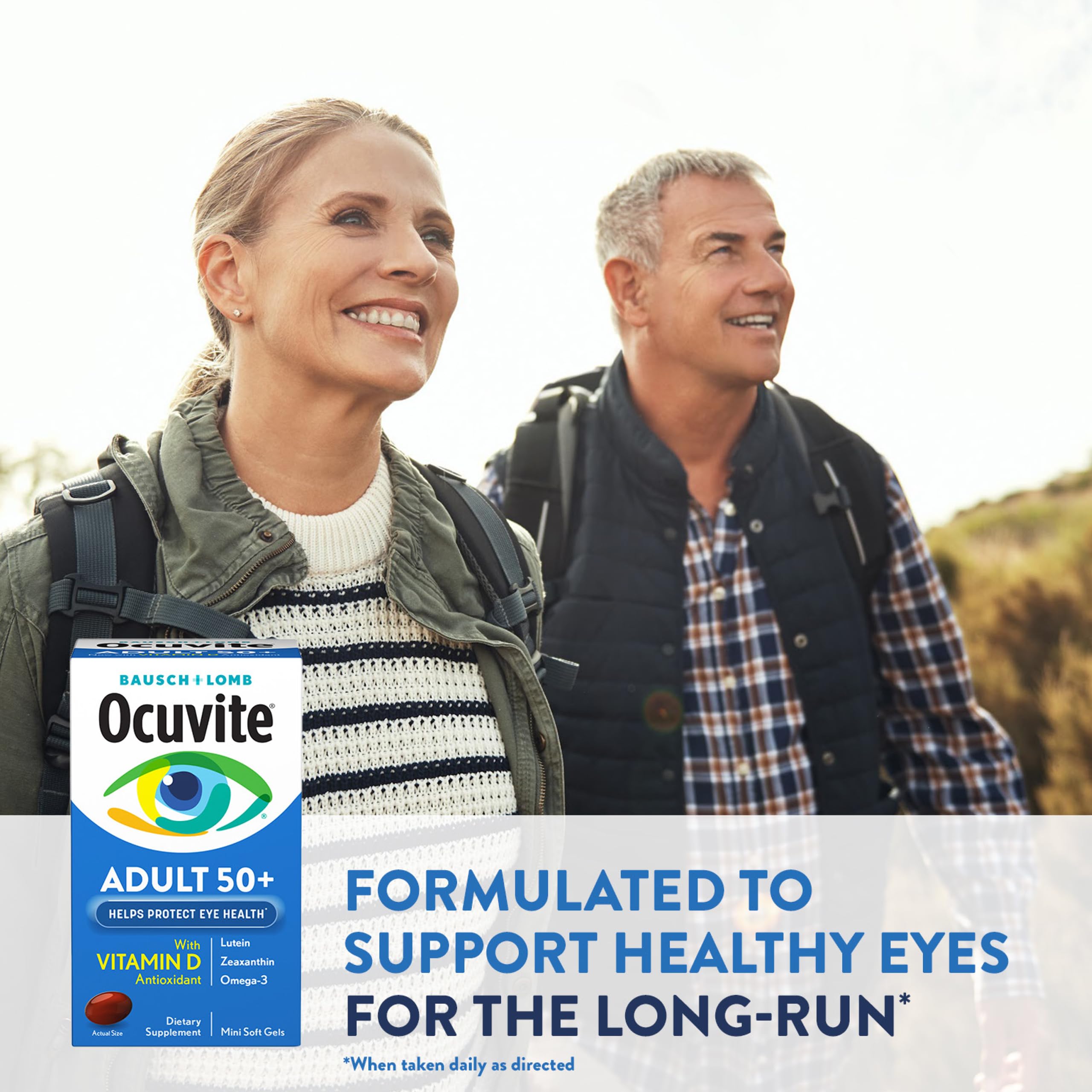 Ocuvite 50+ Eye Vitamin & Mineral Supplement, Multivitamin for Vision & Ocular Health with Omega-3, Zinc, Vitamins C & E, Lutein & Zeaxanthin, Zinc Supplements for Women and Men, 50 Softgels Ocuvite buy supplements canada