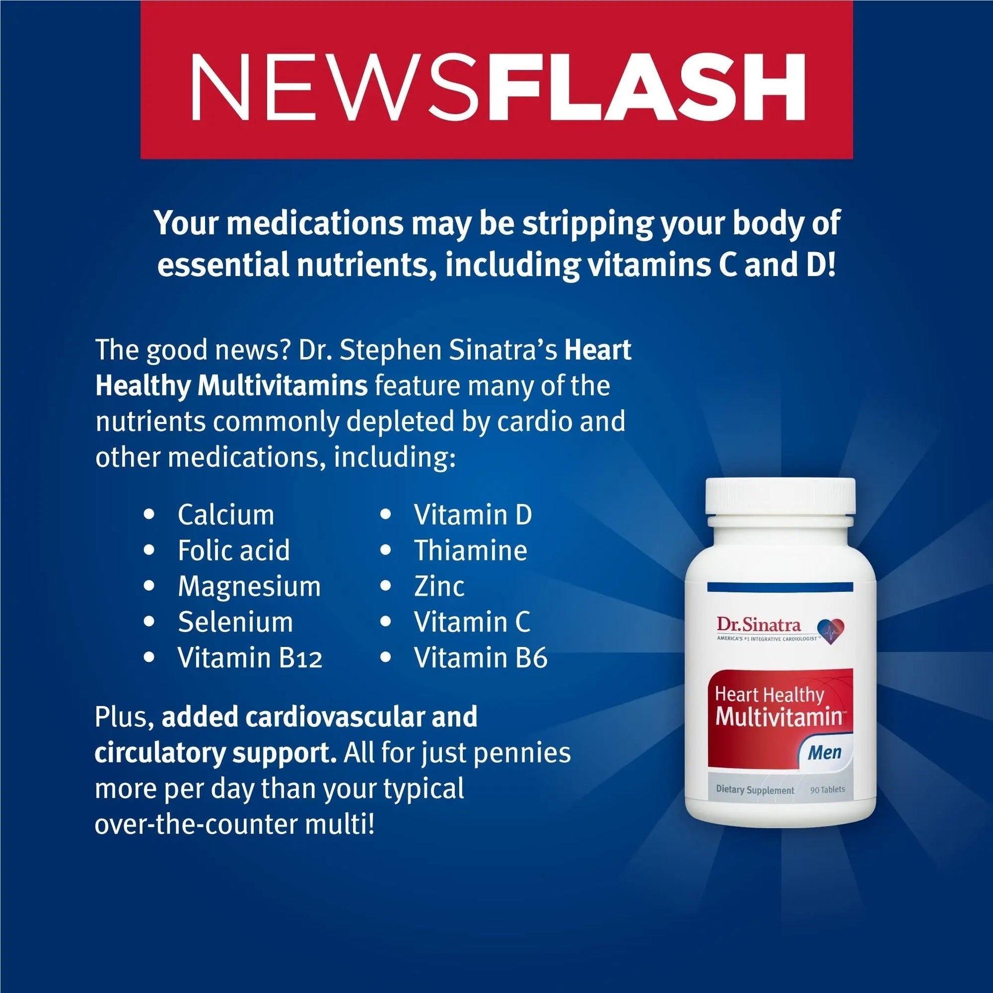 Dr. Sinatra Heart Healthy Multivitamin for Men with Vitamin D 1000 IU, A, B12, C, E, and Zinc, 90 Tablets (30-Day Supply) Dr. Sinatra buy supplements canada